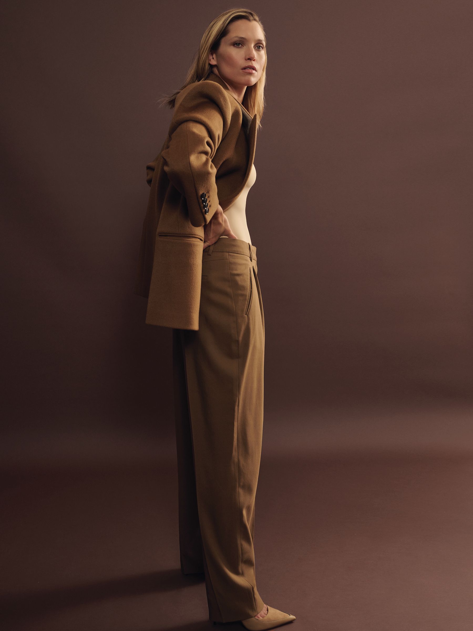 Atelier Virgin Wool and Camel-Blend Suit Jacket in Camel - Image 8 of 9