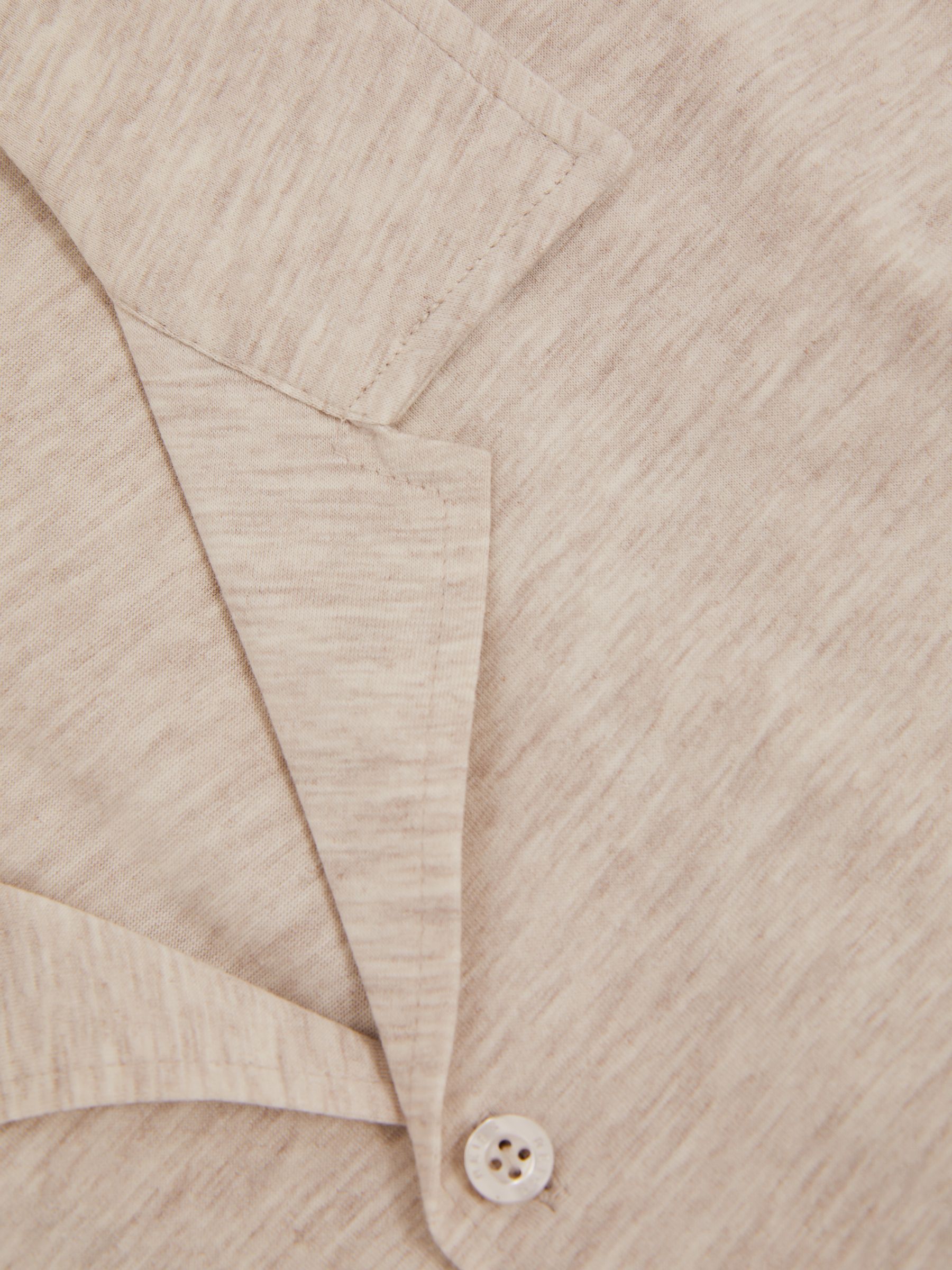 Mercerised Jersey Cuban Collar Shirt in Oatmeal Melange - Image 5 of 5