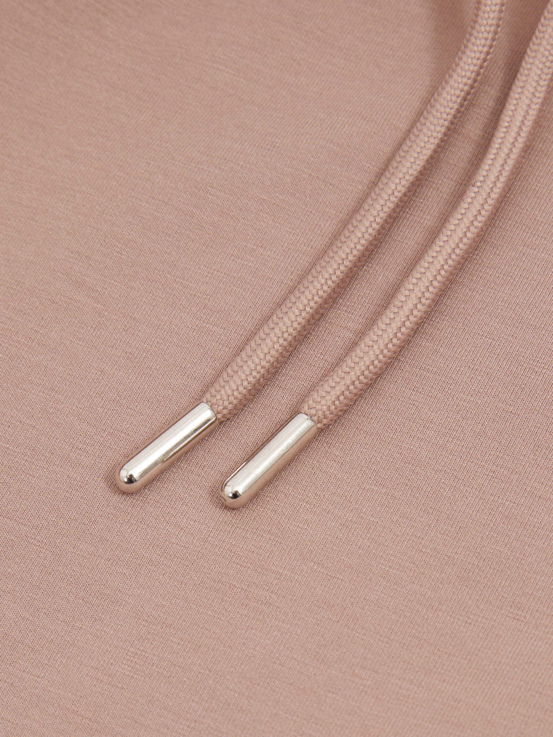 Interlock Jersey Drawstring Hoodie in Pale Blush Pink - Image 4 of 4