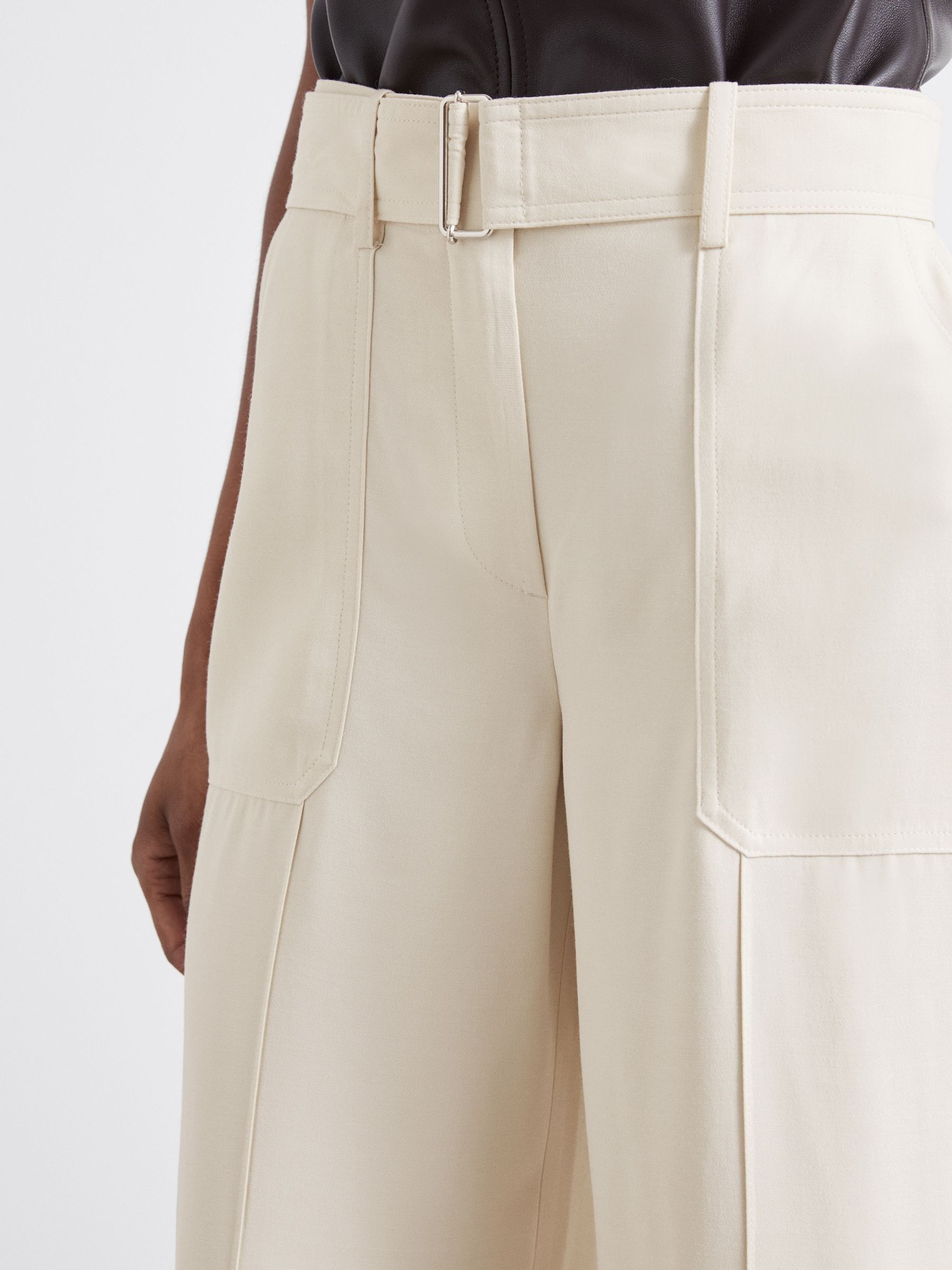 Atelier Wide-Leg Crepe Trousers with Wool in Ivory - Image 4 of 7