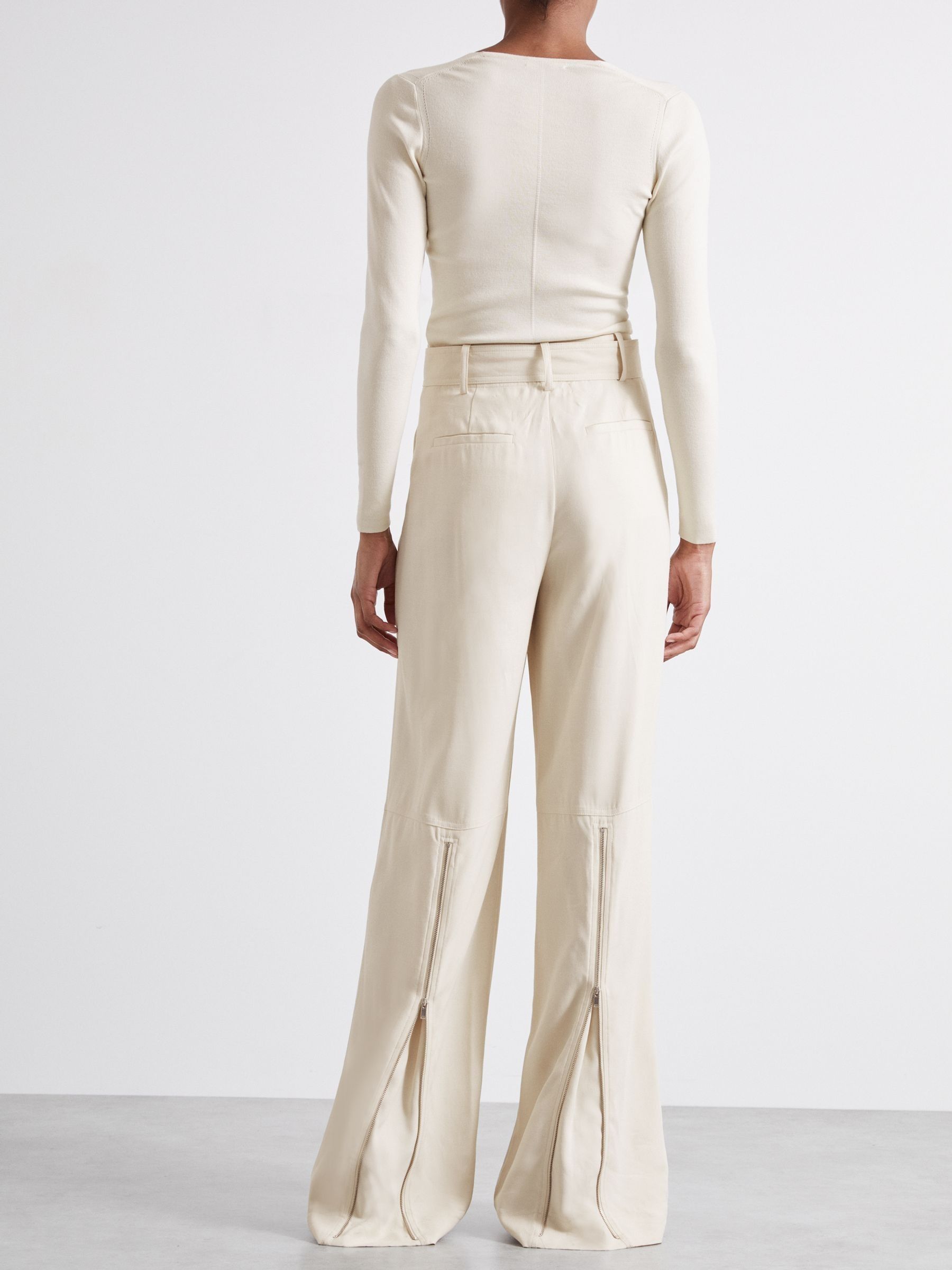 Atelier Wide-Leg Crepe Trousers with Wool in Ivory - Image 5 of 7