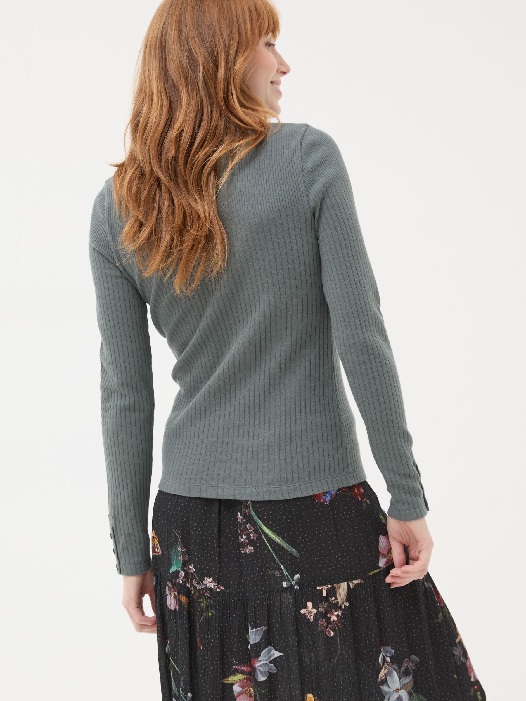 Callie Grey High Neck Rib Top - Image 2 of 7