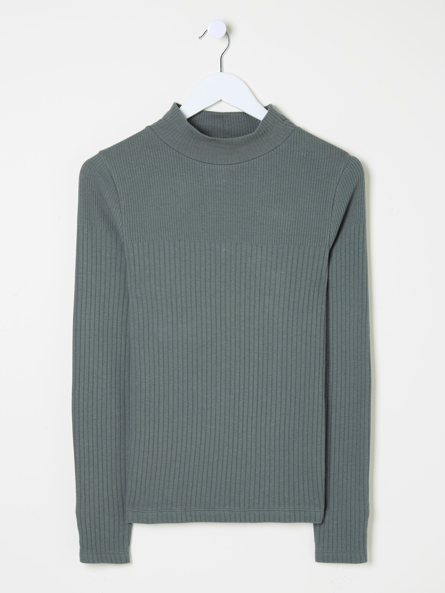Callie Grey High Neck Rib Top - Image 6 of 7