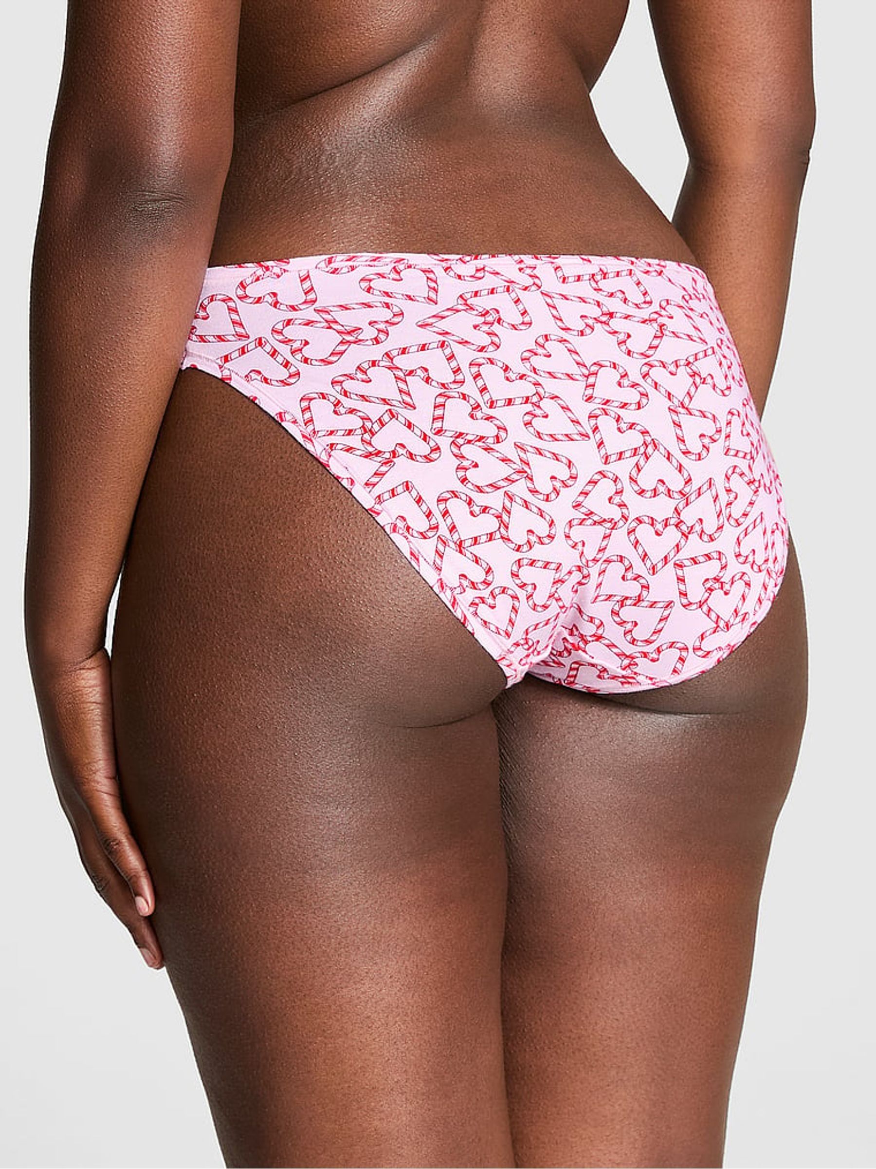 Pink Tulip Candy Cane Heart Print Bikini Cotton Knickers - Image 2 of 3