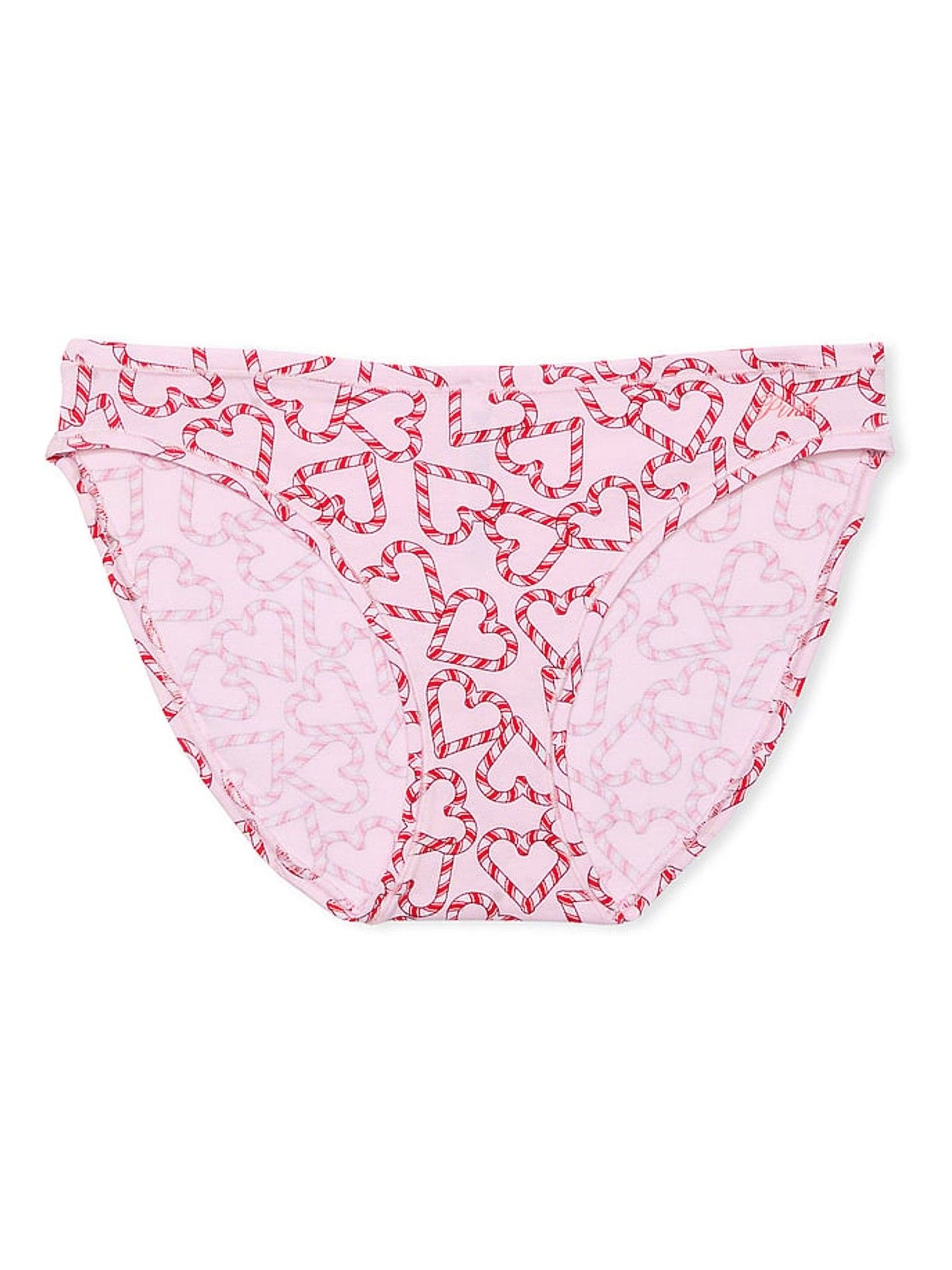 Pink Tulip Candy Cane Heart Print Bikini Cotton Knickers - Image 3 of 3