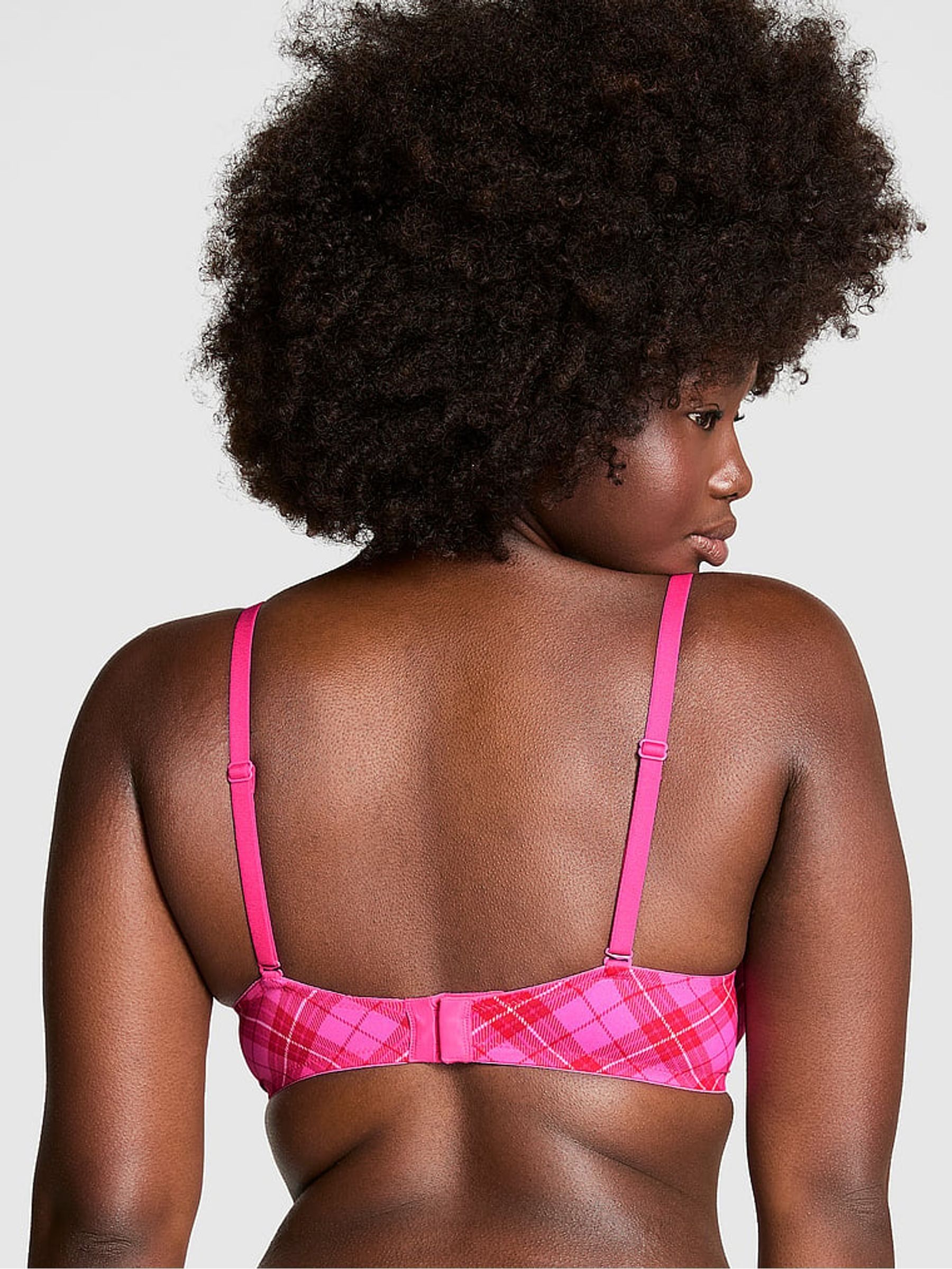 Pink Rose Plaid Super Push Up Bra - Image 2 of 3