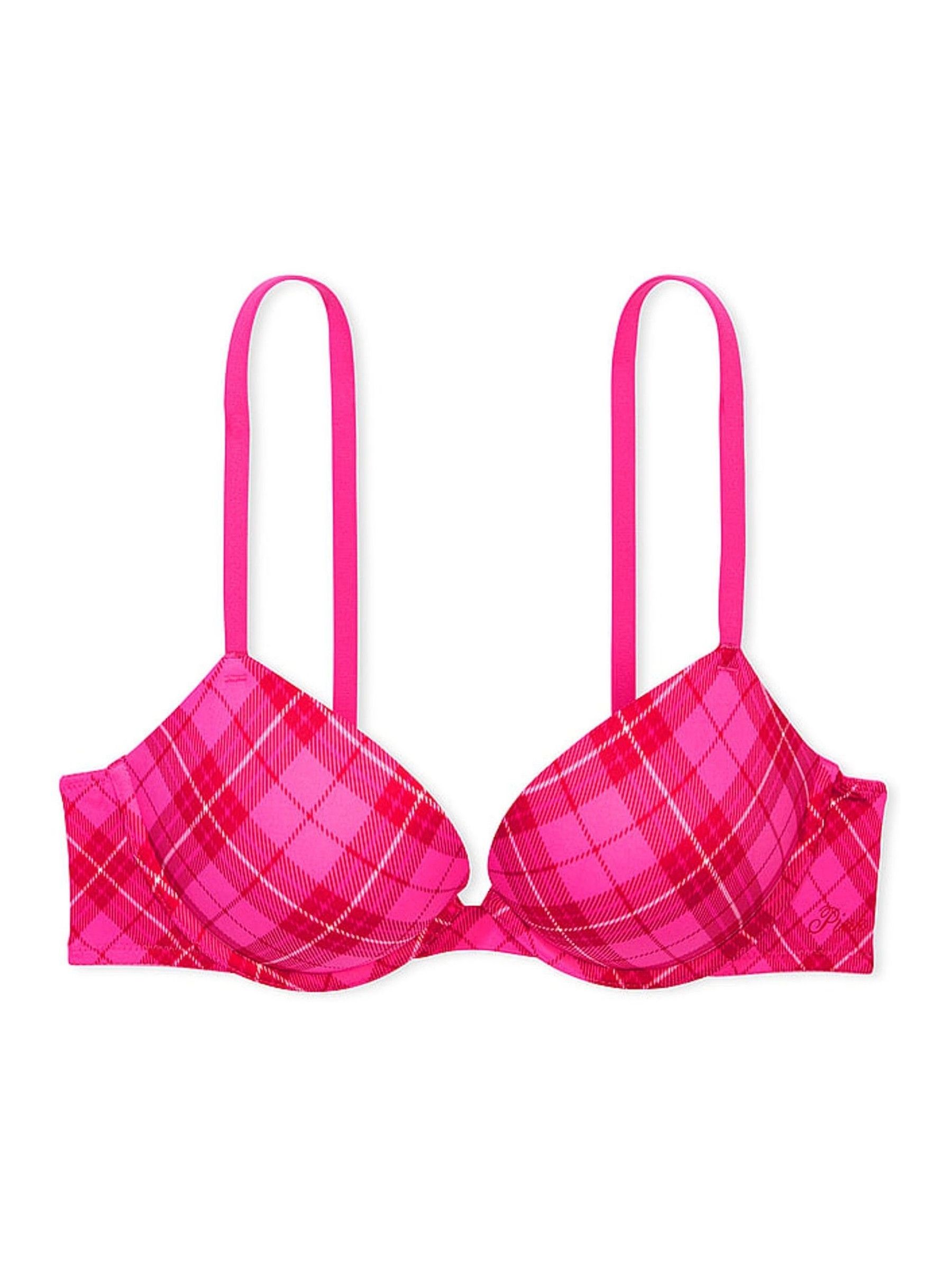 Pink Rose Plaid Super Push Up Bra - Image 3 of 3