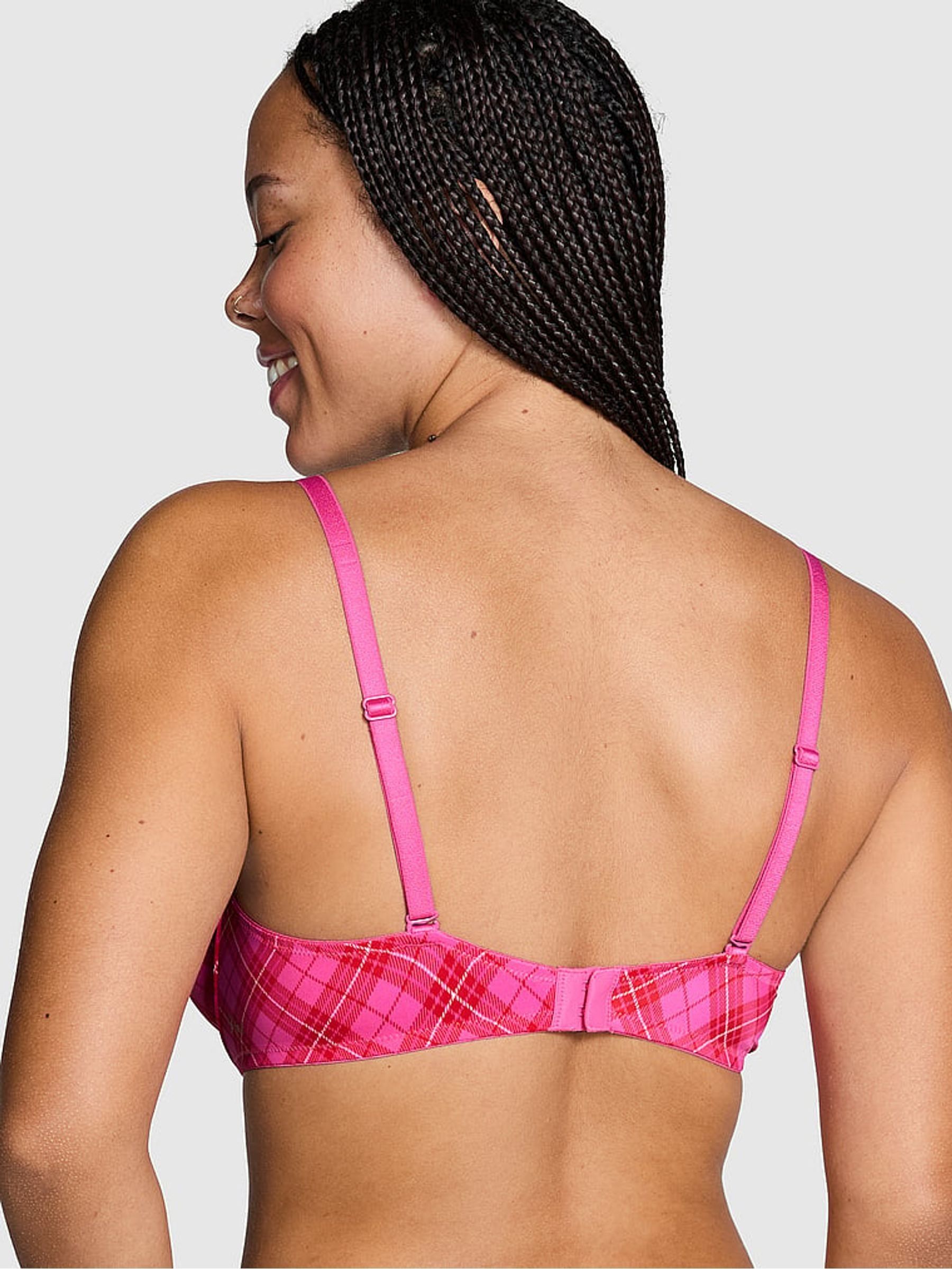Pink Rose Plaid T Shirt Bra - Image 2 of 4