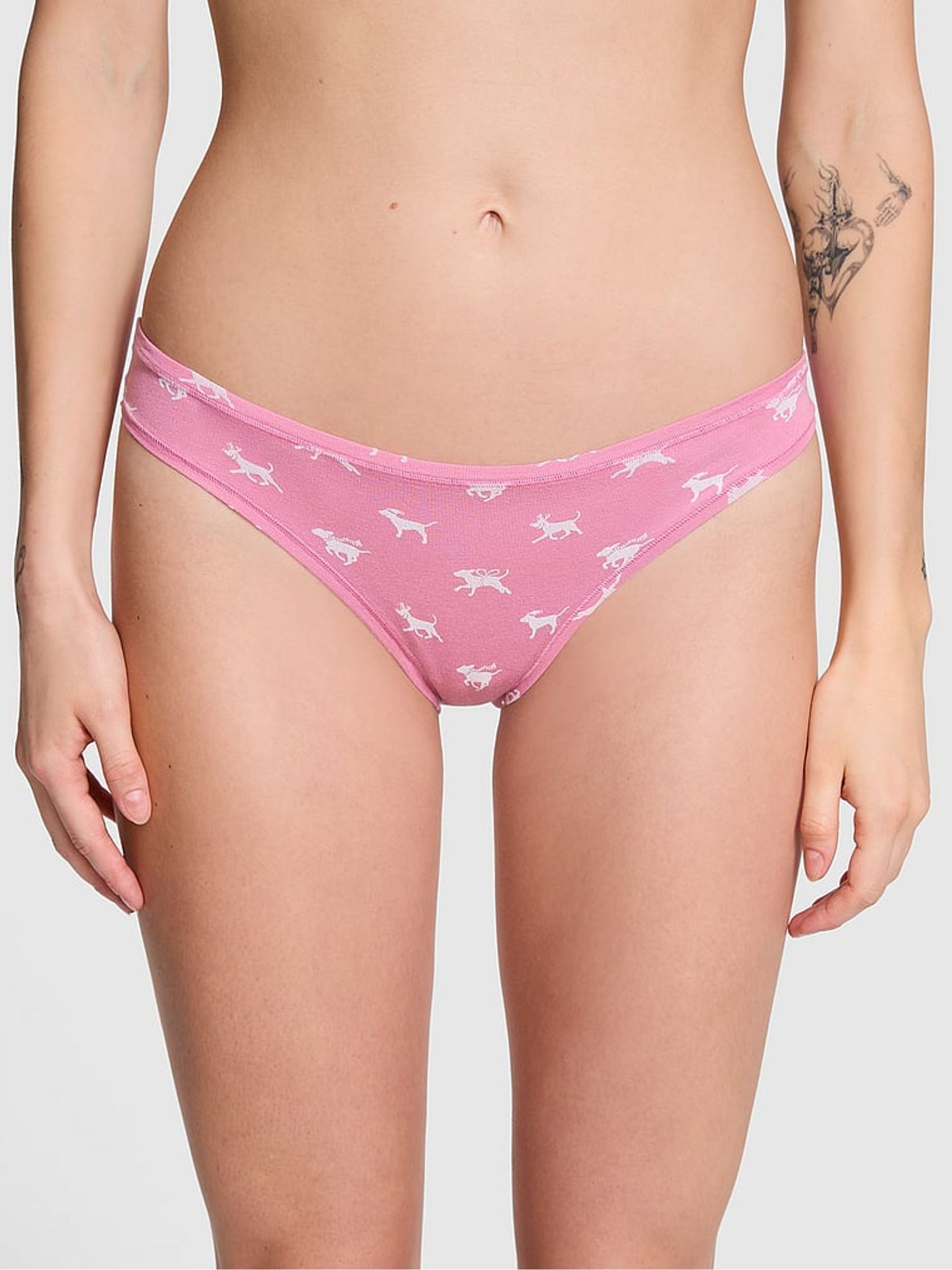 Moonstone Pink Dog Print Bikini Cotton Knickers - Image 1 of 3