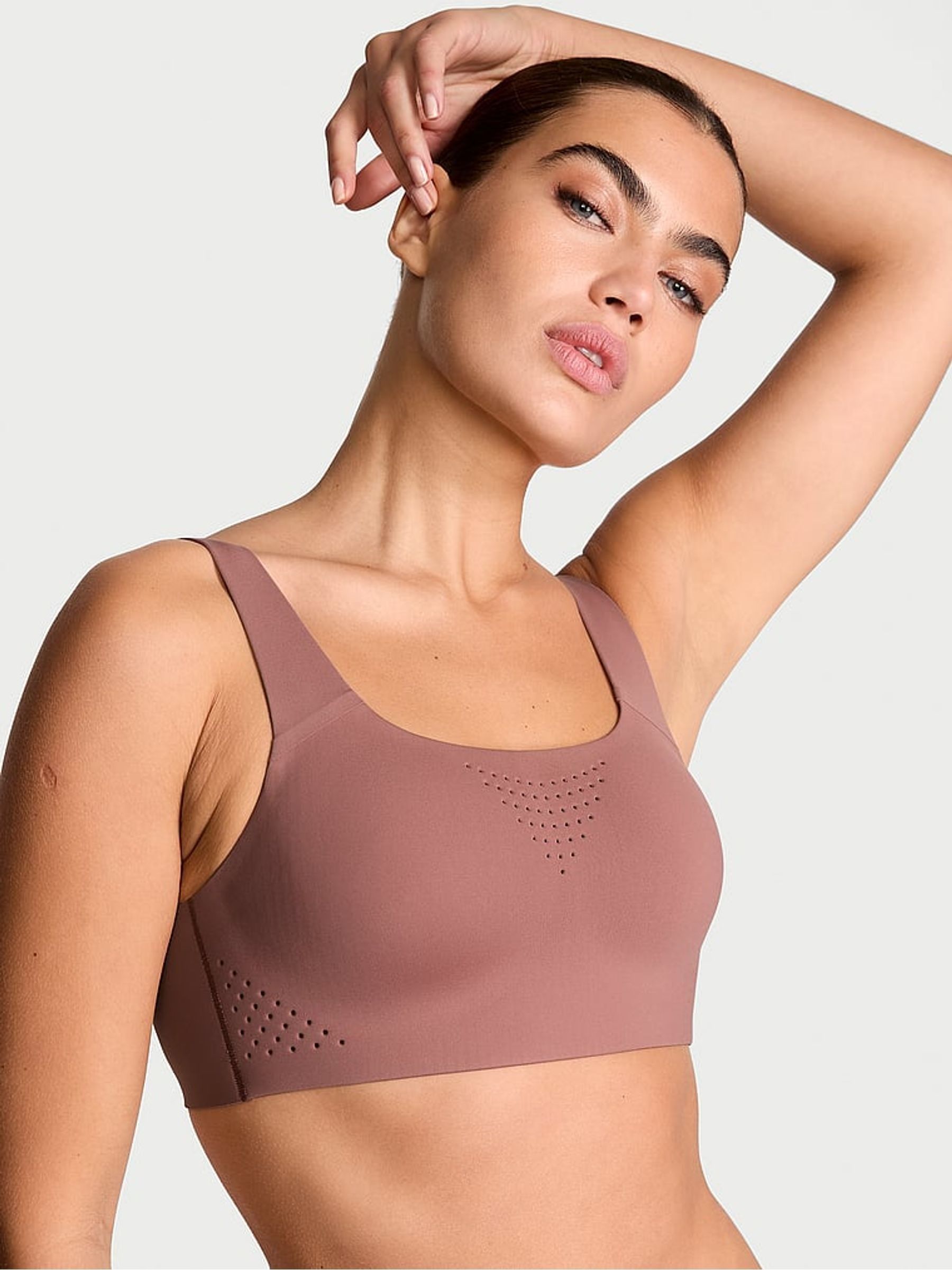 Vintage Rose Pink Back Close Featherweight Max High Support Sports Bra - Image 1 of 5