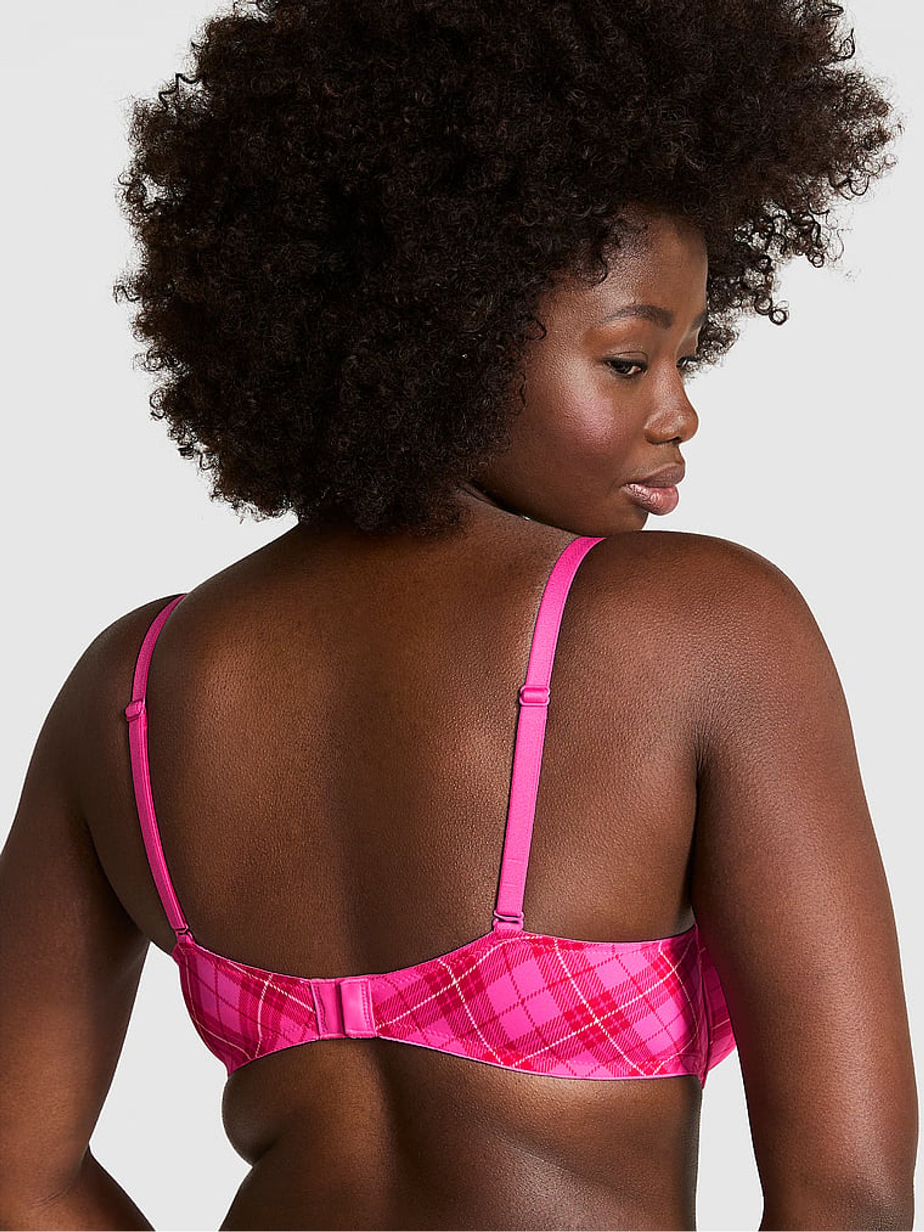 Pink Rose Plaid Push Up T-Shirt Bra - Image 2 of 3