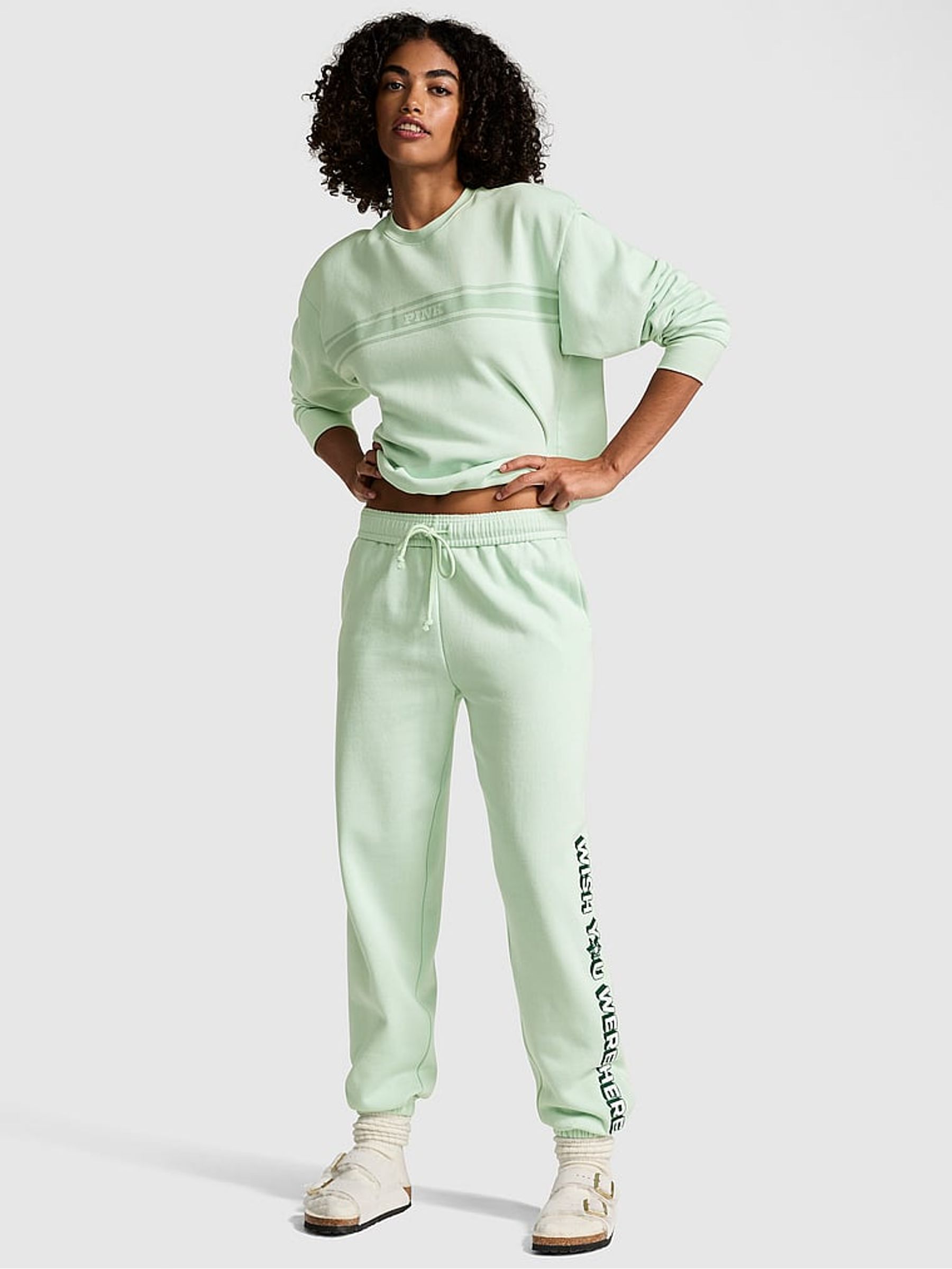 Mint Aspen Green Cuffed Fleece Joggers - Image 1 of 3