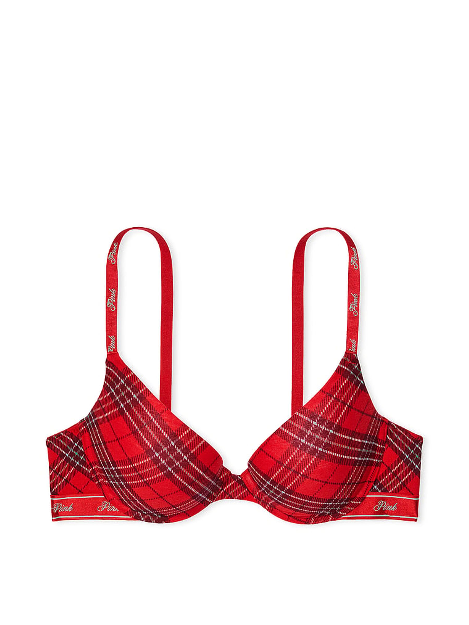 Vermillion Red Plaid Push Up Bra - Image 3 of 3