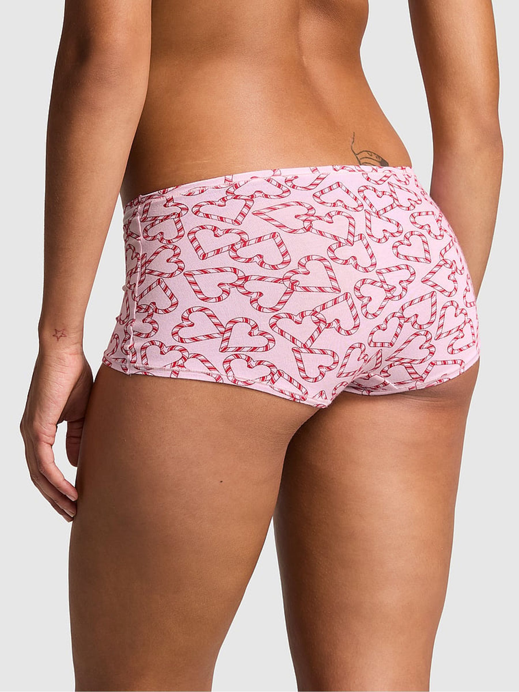 Pink Tulip Heart Print Cotton Boyshort Knickers - Image 2 of 3