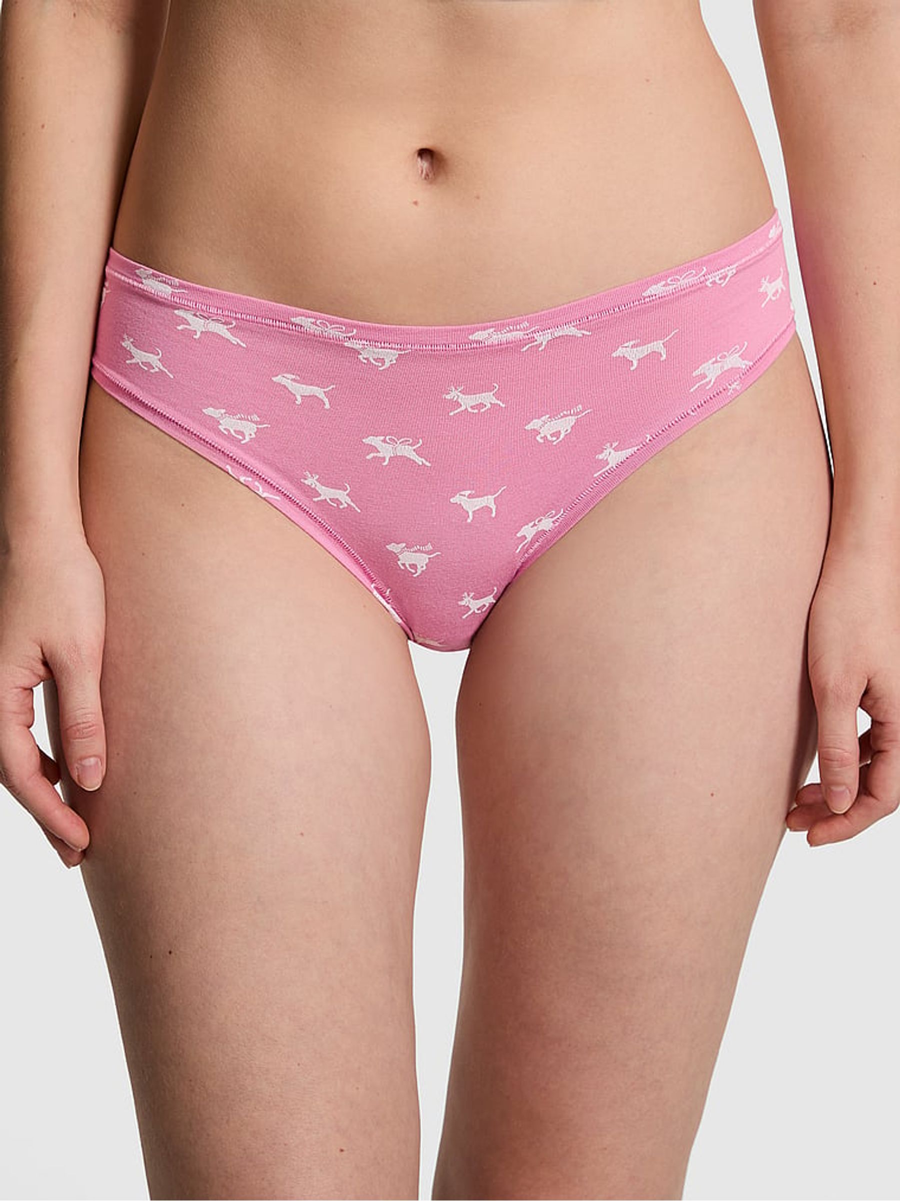 Moonstone Pink Dog Print Cheeky Cotton Knickers - Image 1 of 3