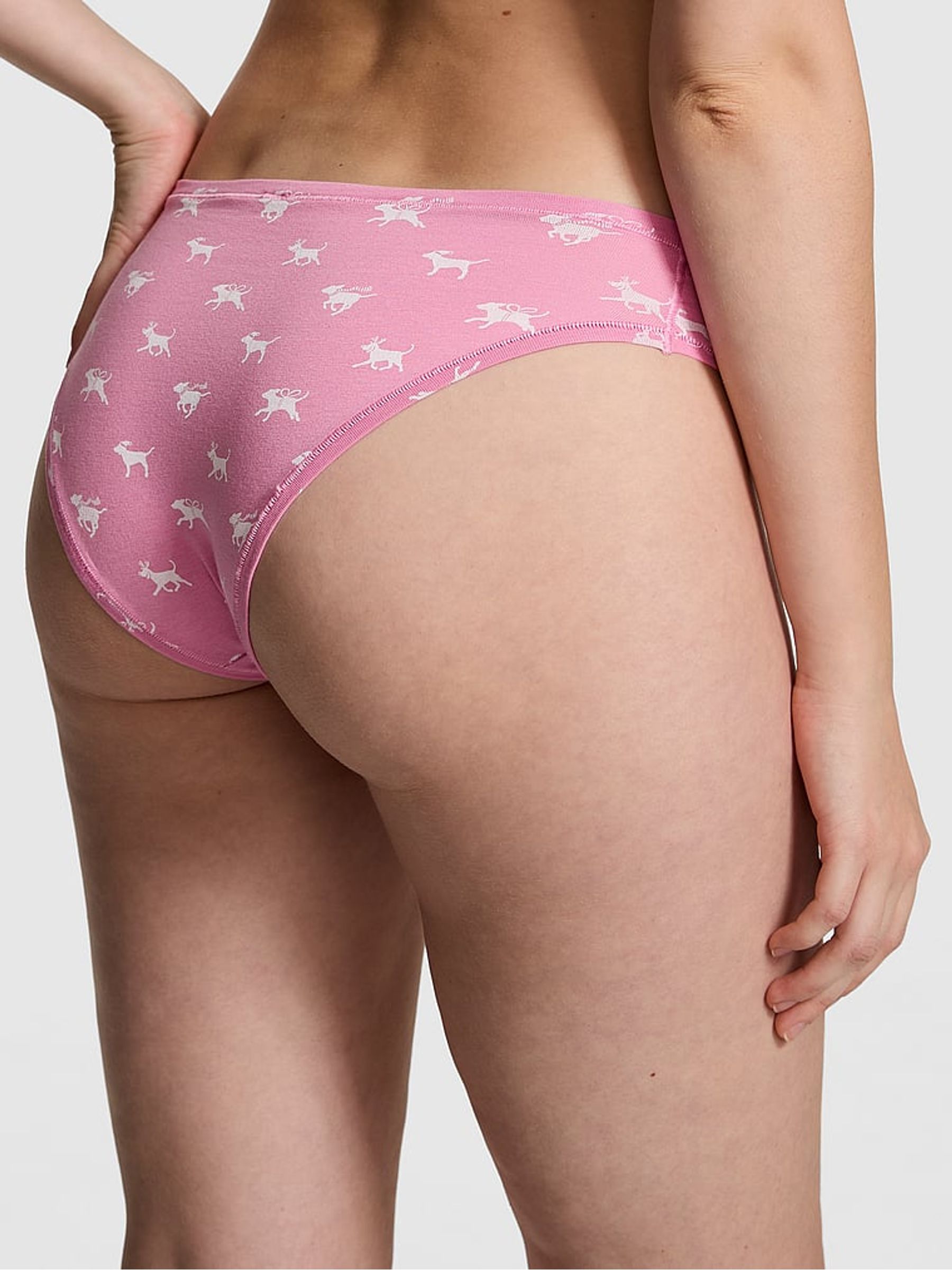 Moonstone Pink Dog Print Cheeky Cotton Knickers - Image 2 of 3