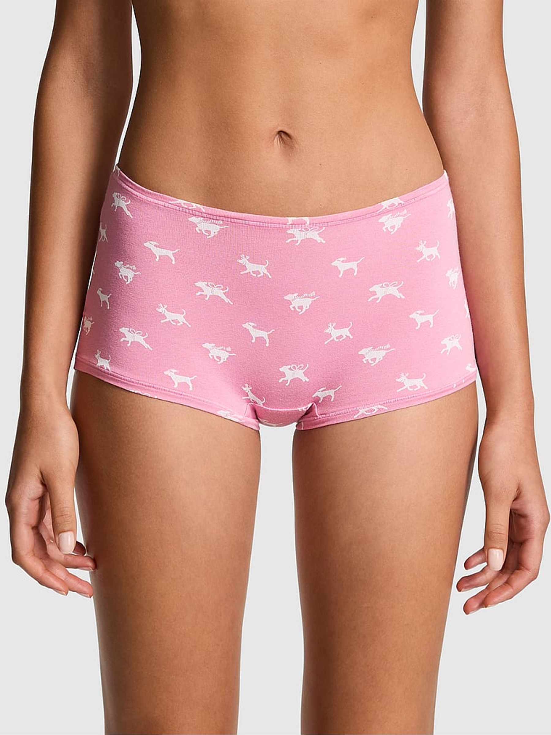 Moonstone Pink Dog Print Cotton Boyshort Knickers - Image 1 of 3