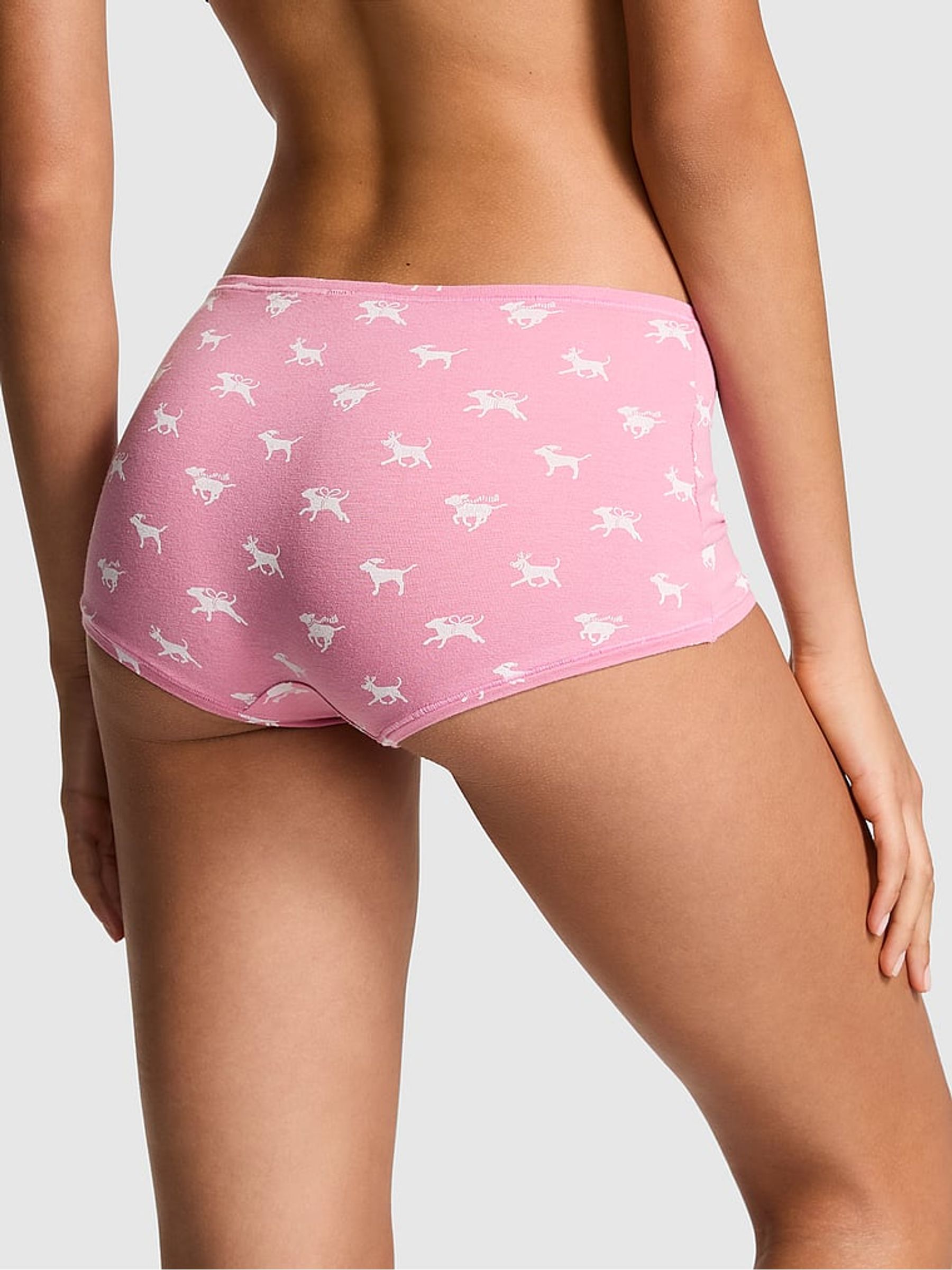 Moonstone Pink Dog Print Cotton Boyshort Knickers - Image 2 of 3