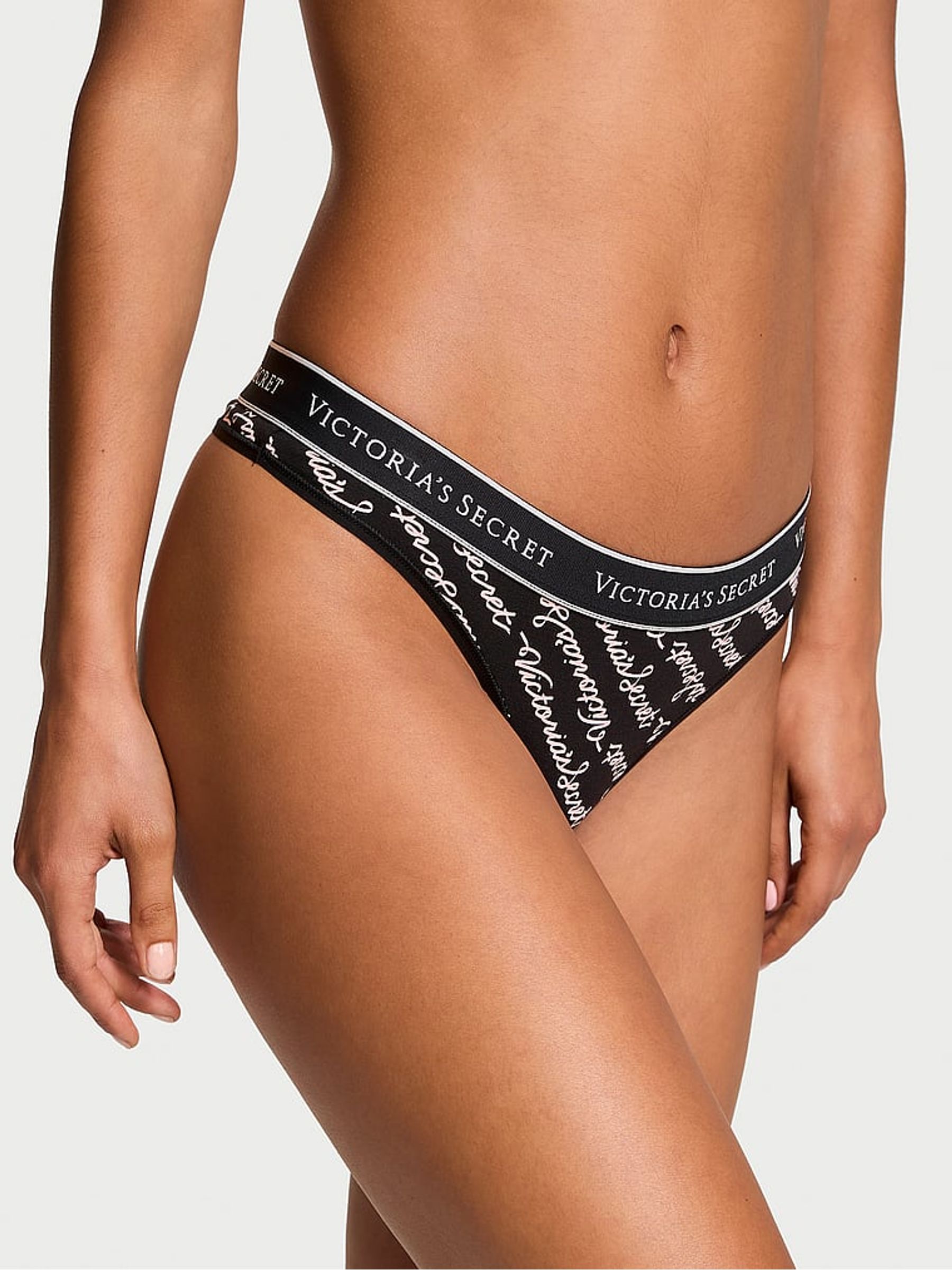 Black Script Thong Knickers - Image 1 of 3
