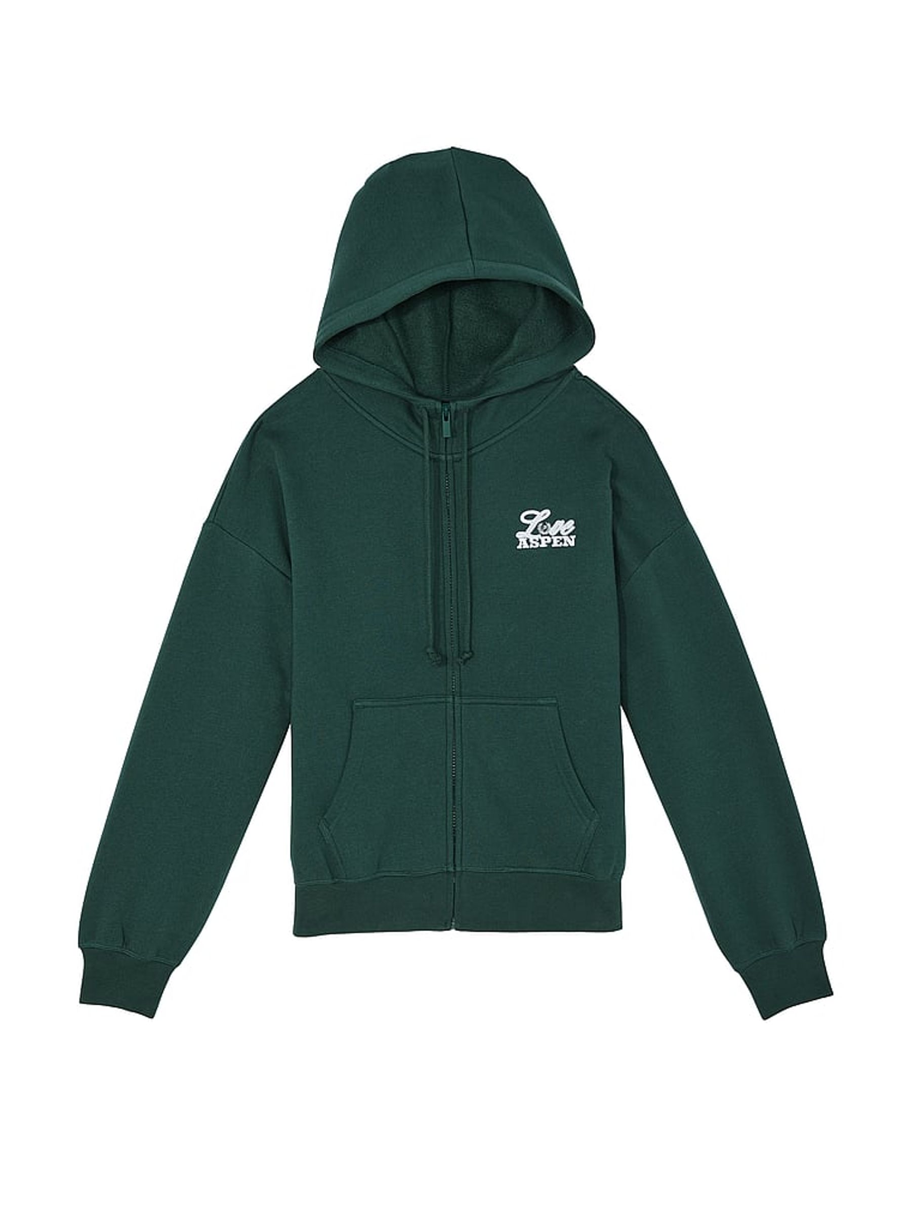 Deep Forest Green Zip Up Fleece Hoodie - Image 4 of 4