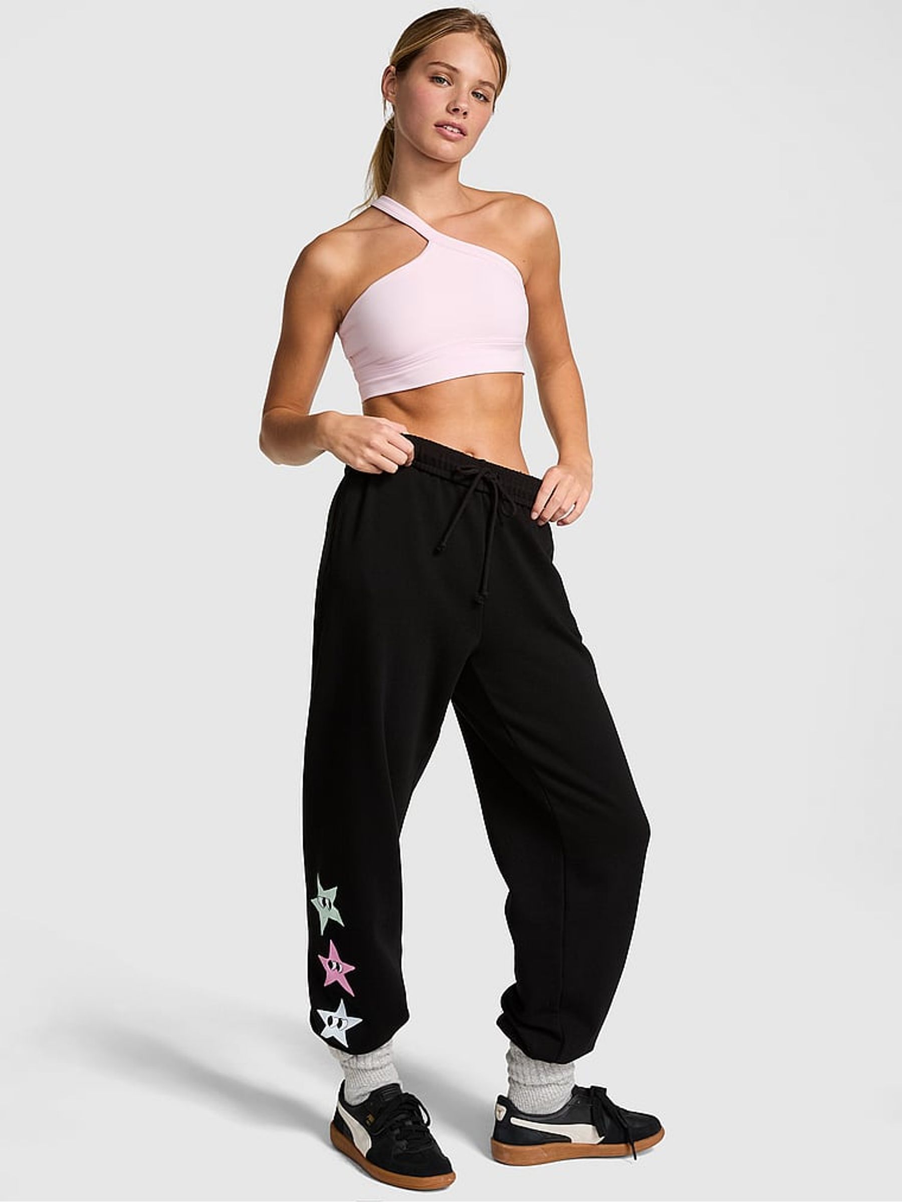 Pure Black Aspen Cuffed Fleece Joggers - Image 1 of 3