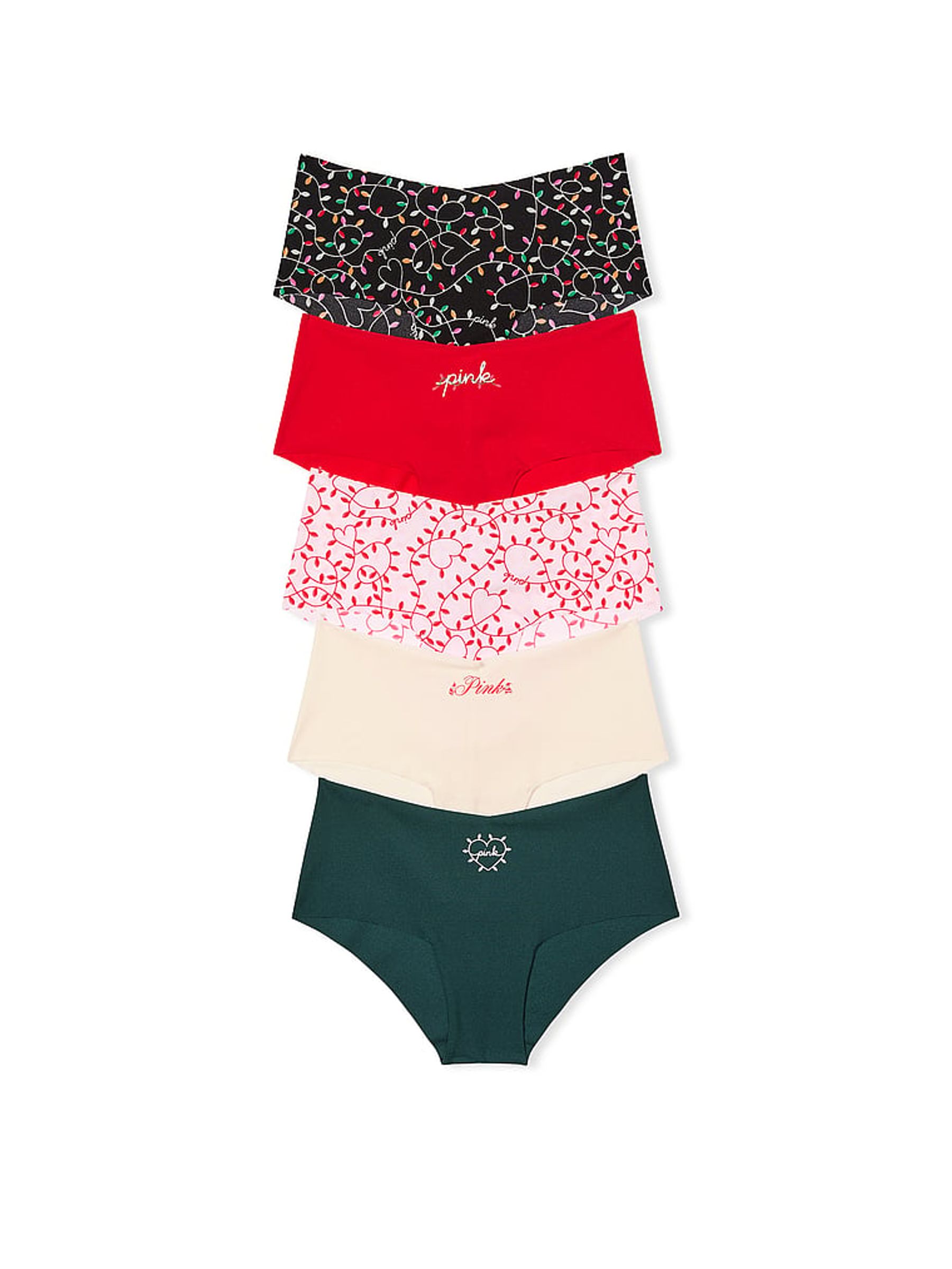 Black/Red/Pink/White/Green Cheeky 5 Pack Knickers - Image 1 of 2