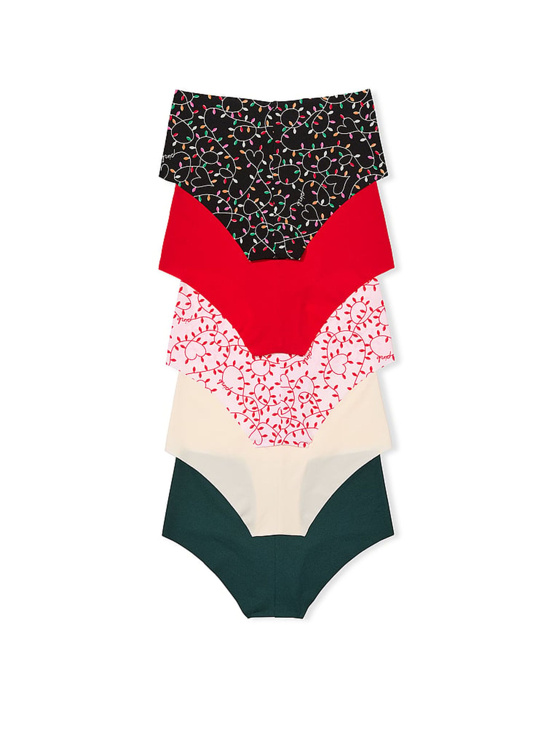 Black/Red/Pink/White/Green Cheeky 5 Pack Knickers - Image 2 of 2