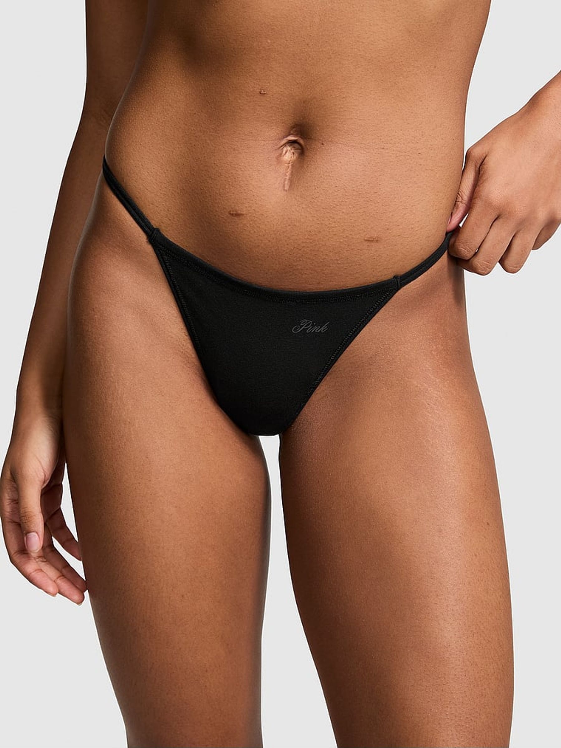 Black Cotton G String Knickers - Image 1 of 3