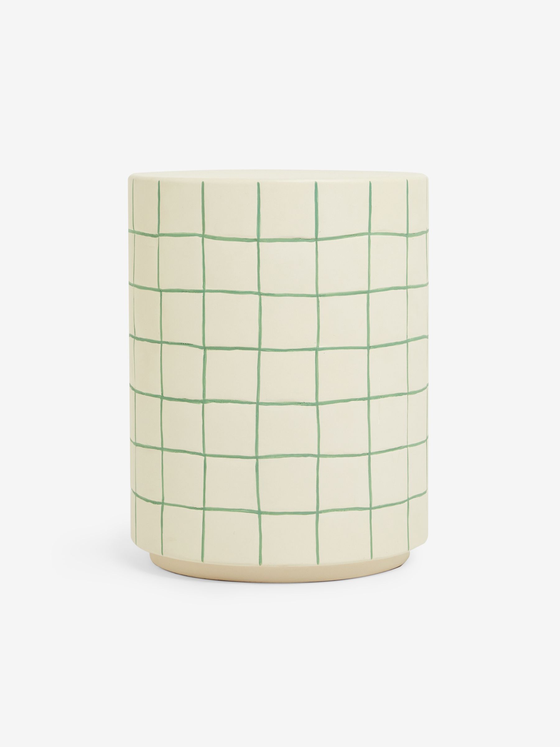 Logan Indoor/Outdoor Side Table in White Green Check - Image 3 of 4