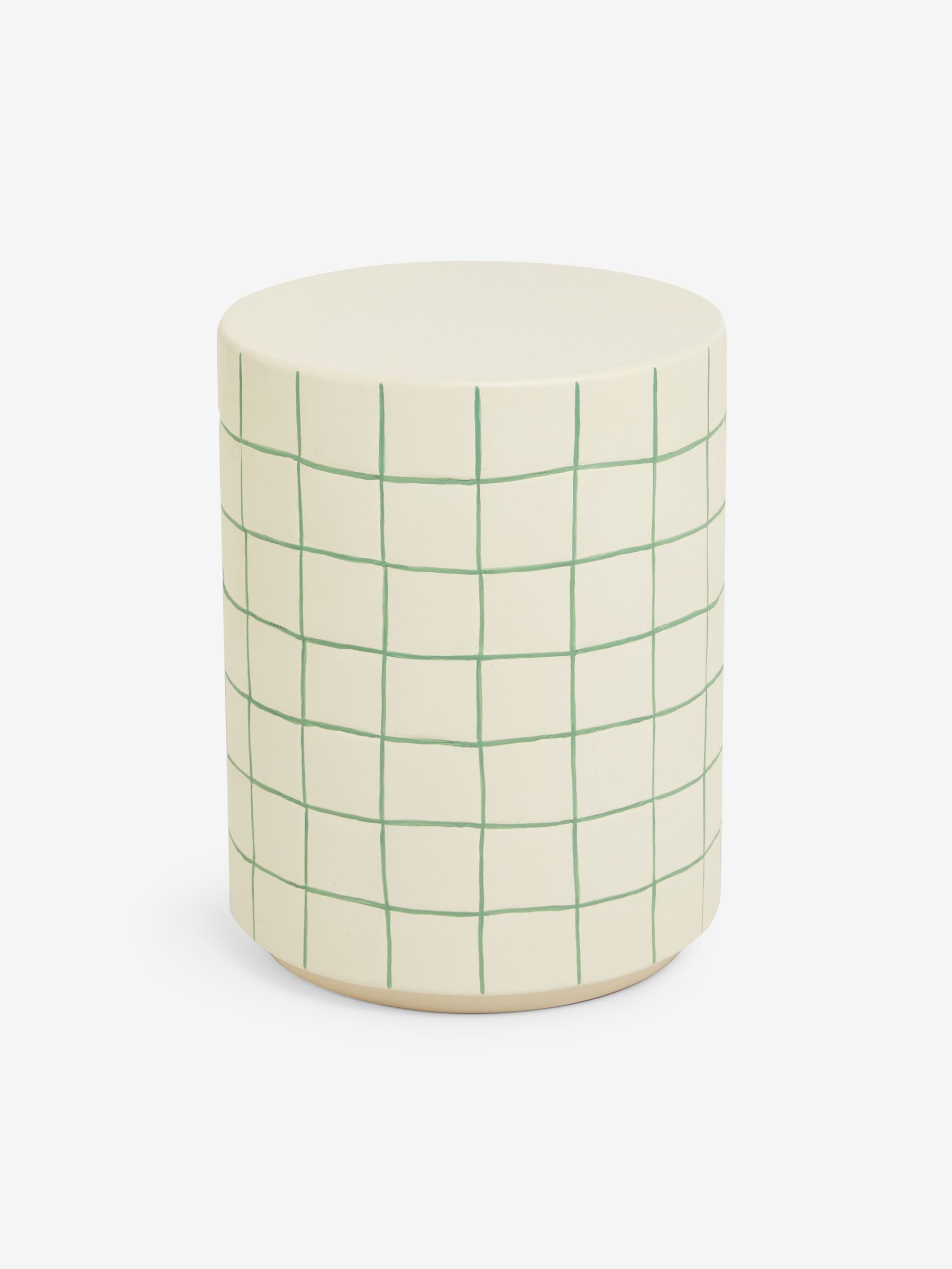 Logan Indoor/Outdoor Side Table in White Green Check - Image 4 of 4 Logan Indoor/Outdoor Side Table in White Green Check - Image 4 of 4