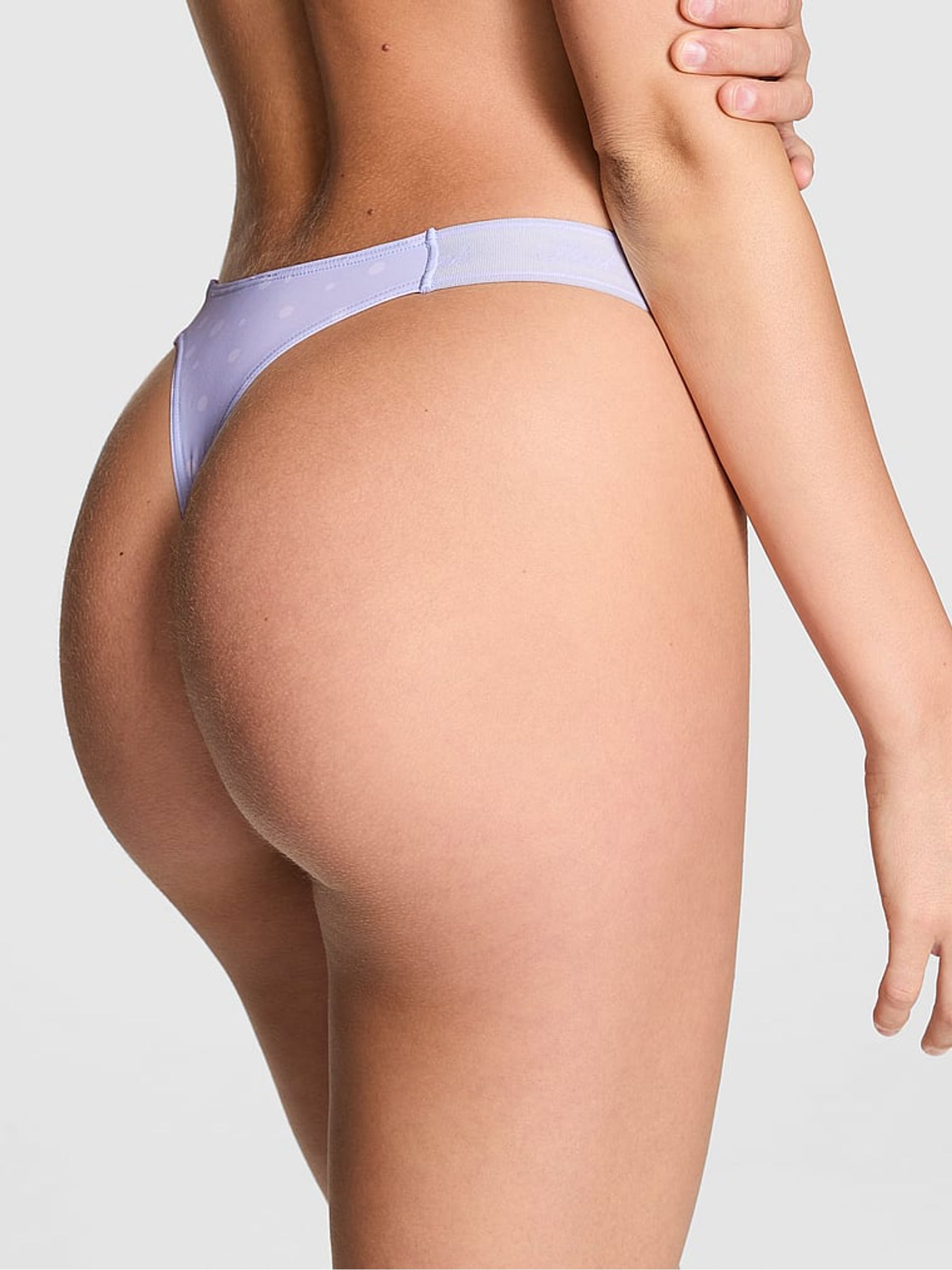 Hydrangea Blue Dot Print Thong Soft Stretch Logo Knickers - Image 2 of 3