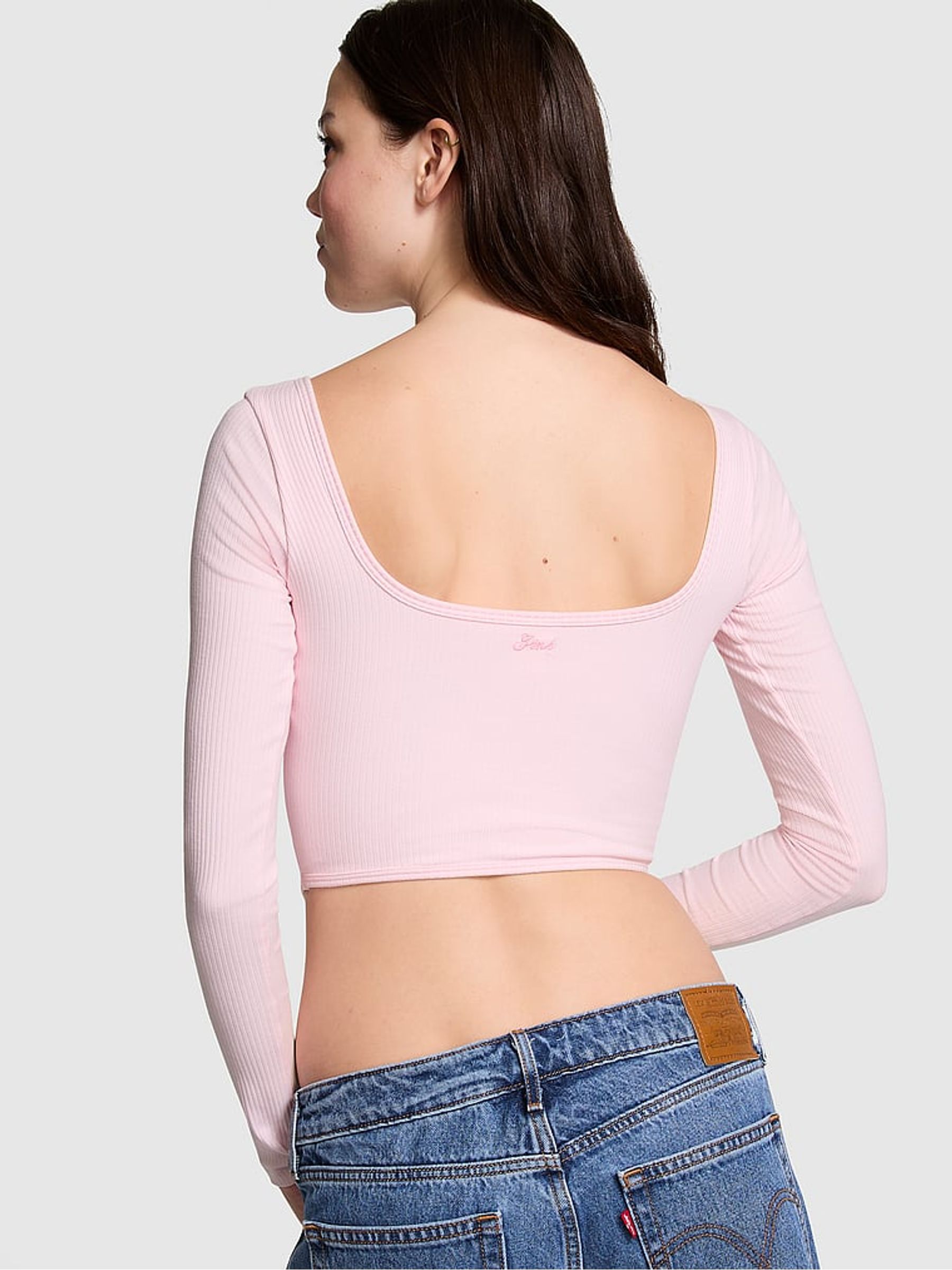 Pink Tulip Long Sleeve Cotton Corset Top - Image 2 of 3