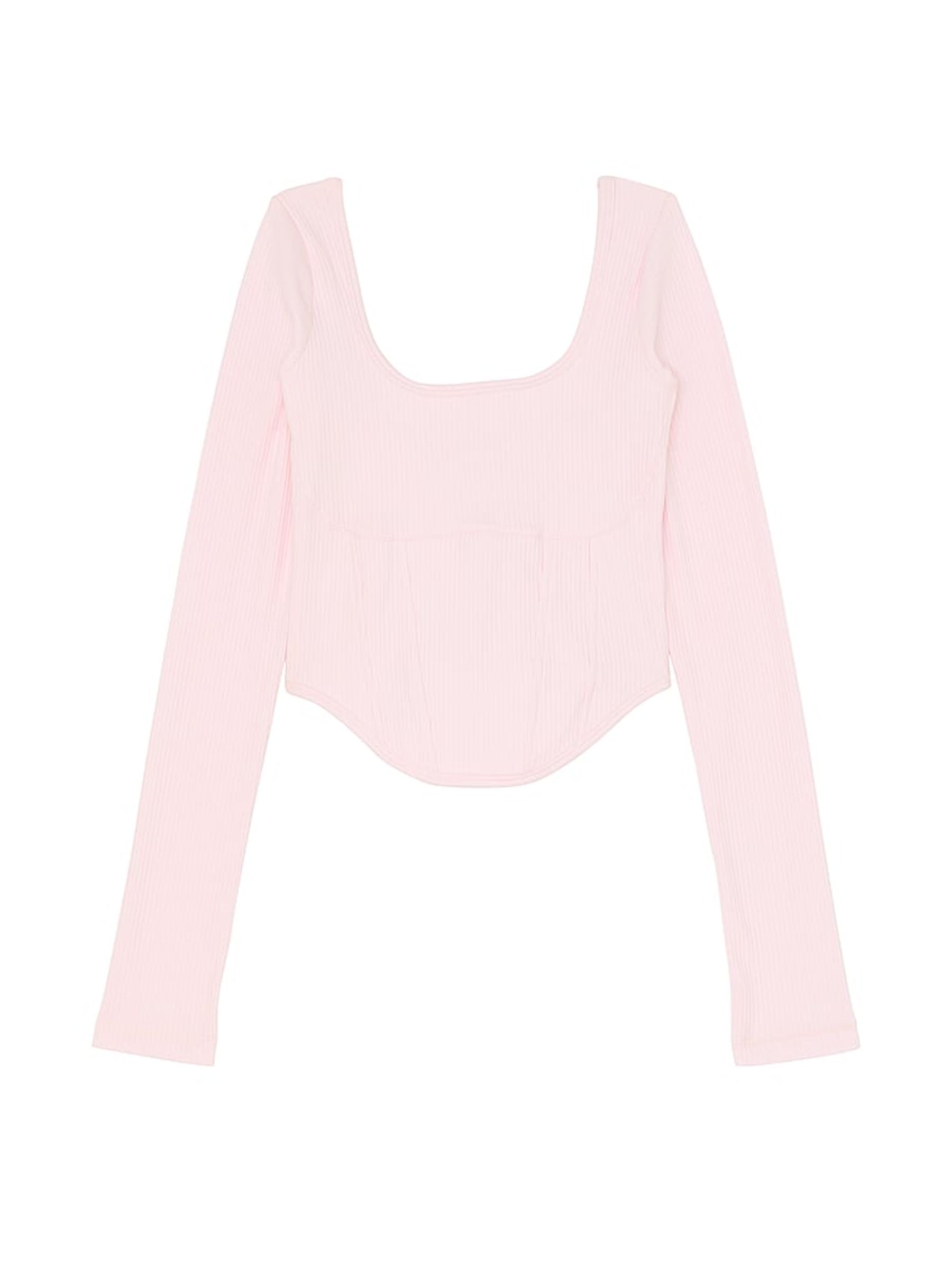 Pink Tulip Long Sleeve Cotton Corset Top - Image 3 of 3