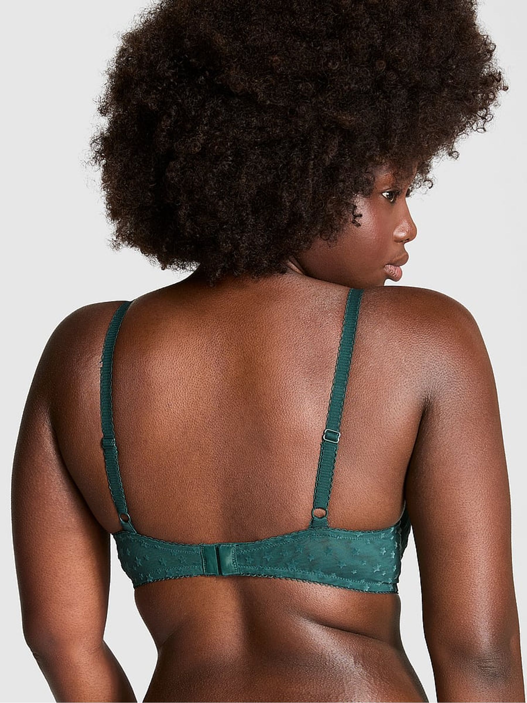 Deep Forest Green Plunge Star Chaser Lace Unlined Bra - Image 2 of 3