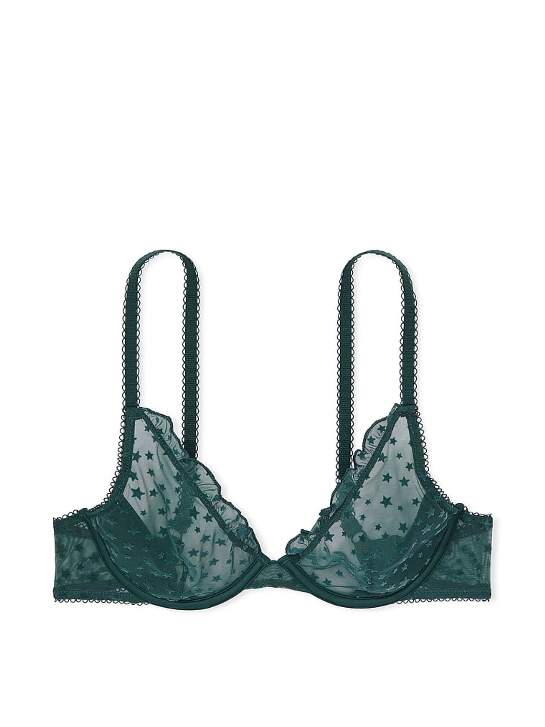 Deep Forest Green Plunge Star Chaser Lace Unlined Bra - Image 3 of 3