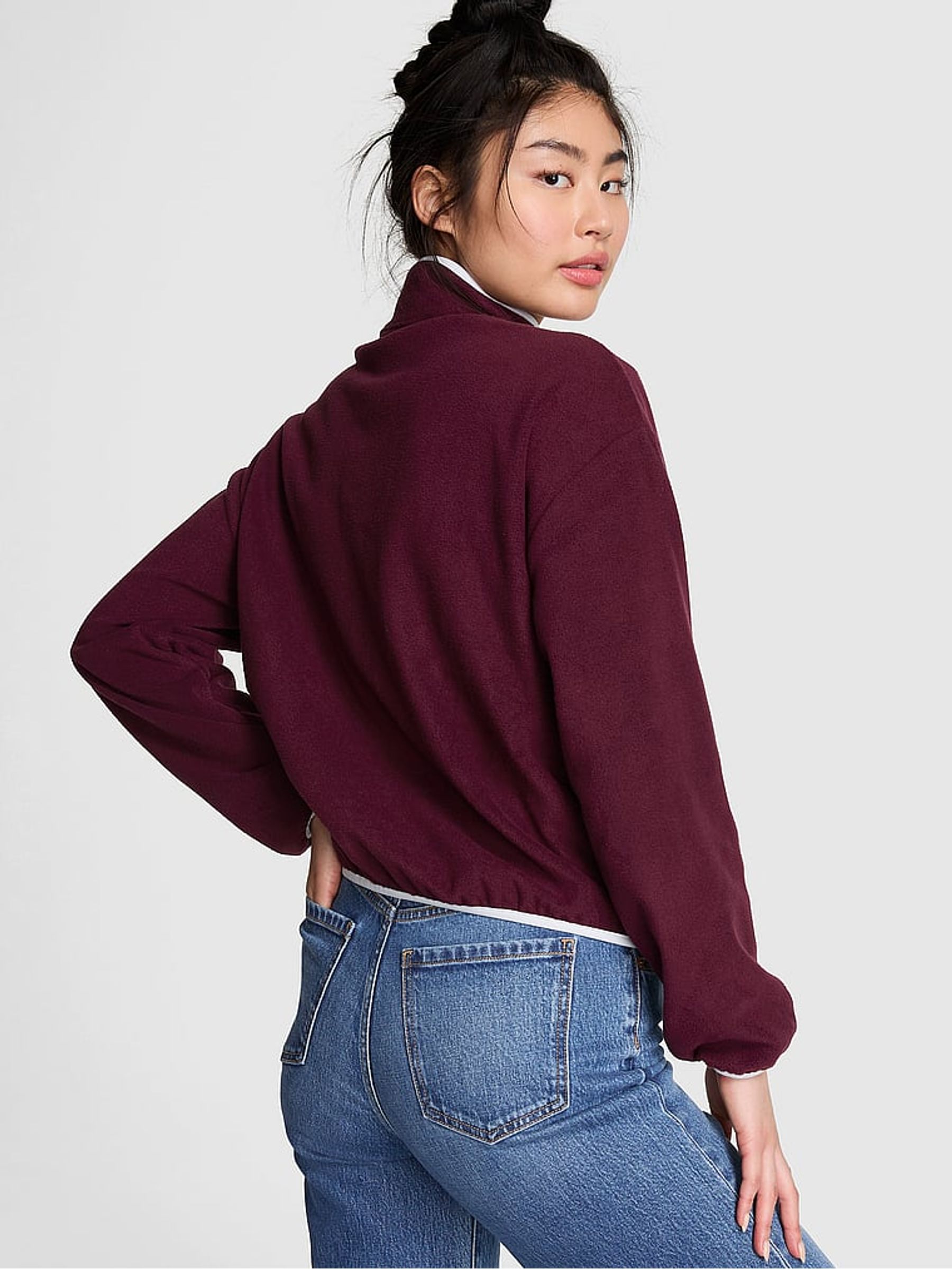 Purple Rose Half Zip Fleece Sweatshirt - Image 2 of 4