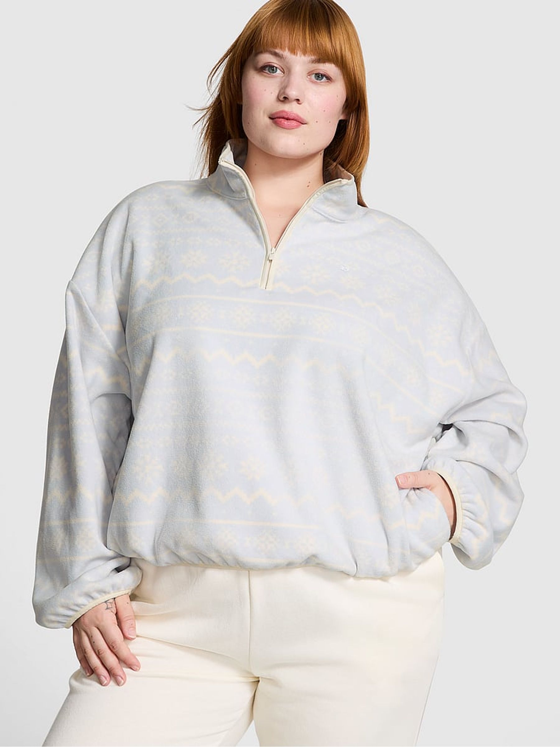 Hydrangea Blue Half Zip Fleece Sweatshirt - Image 1 of 3