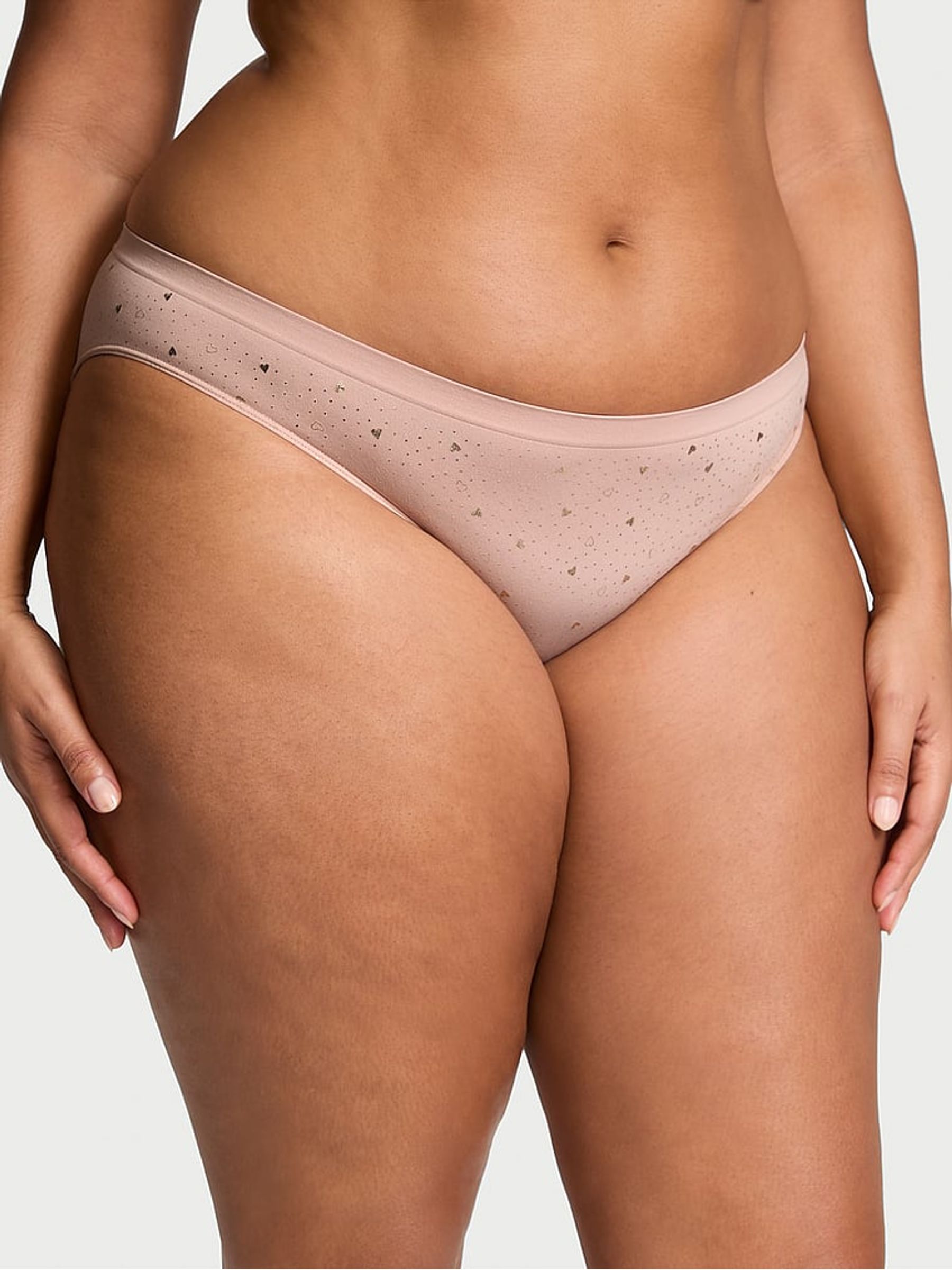Pink Zinc Heart Foil Nude Bikini Knickers - Image 1 of 3