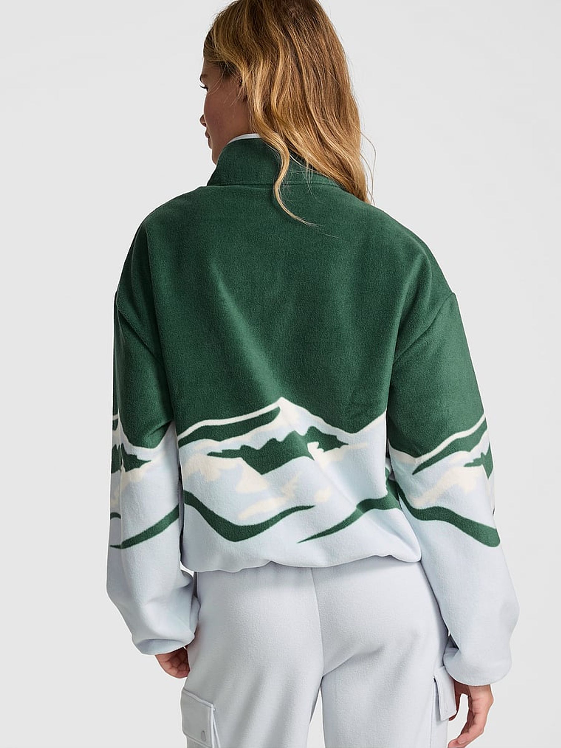 Deep Forest Green Half Zip Fleece Sweatshirt - Image 2 of 3