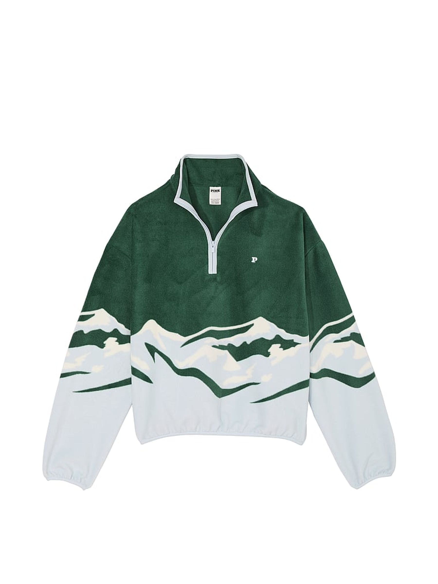 Deep Forest Green Half Zip Fleece Sweatshirt - Image 3 of 3