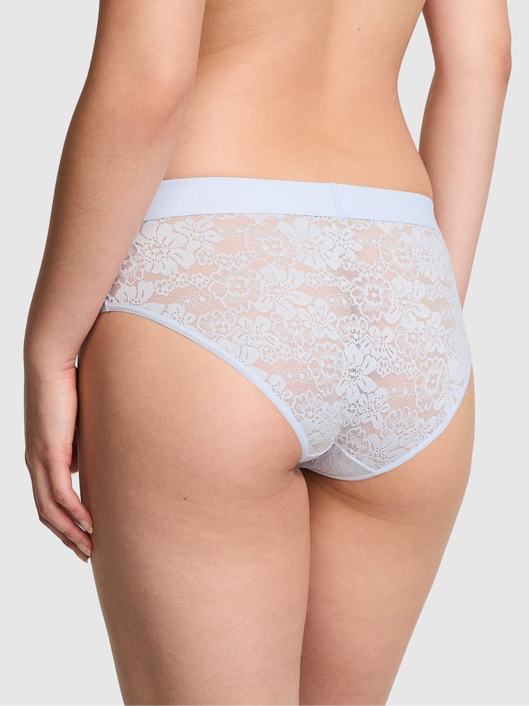 Hydrangea Blue Diamante Hipster Floral Lace Knickers - Image 2 of 3