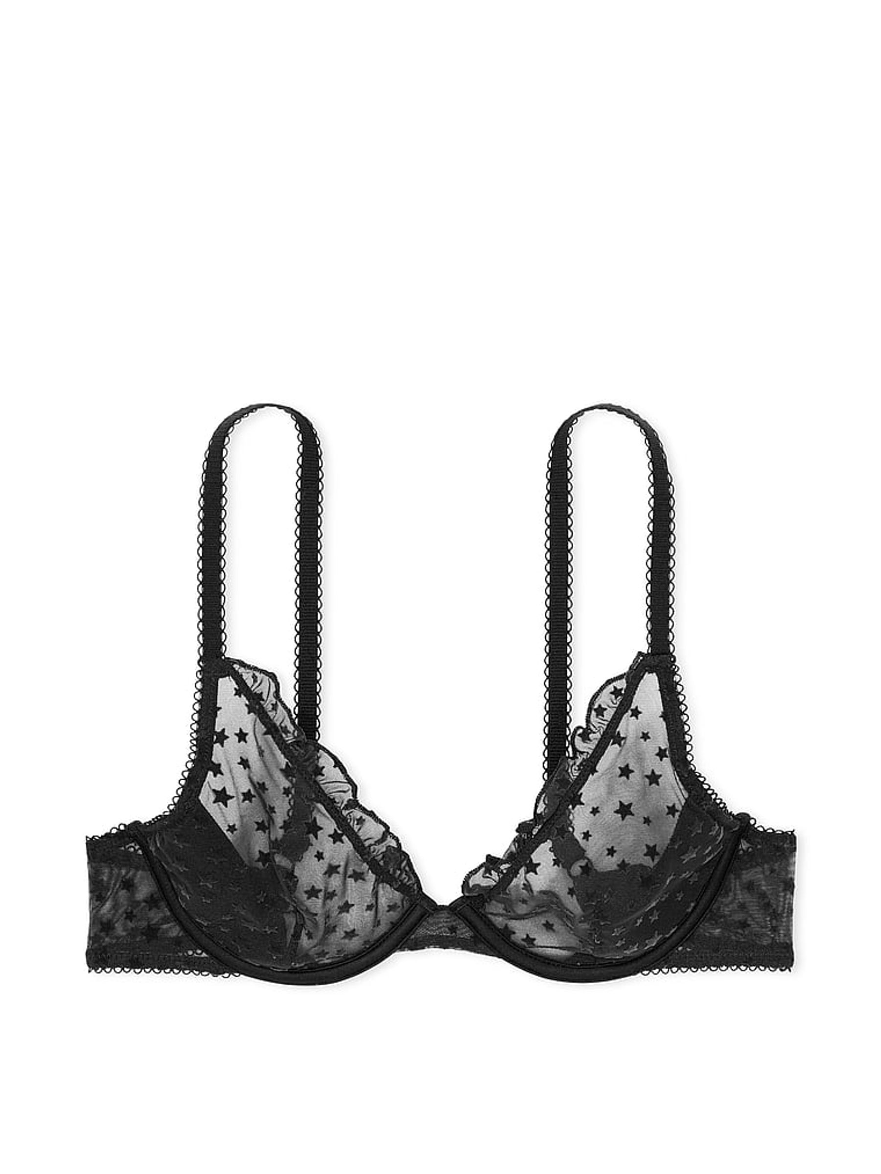 Black Plunge Star Chaser Lace Unlined Bra - Image 3 of 3