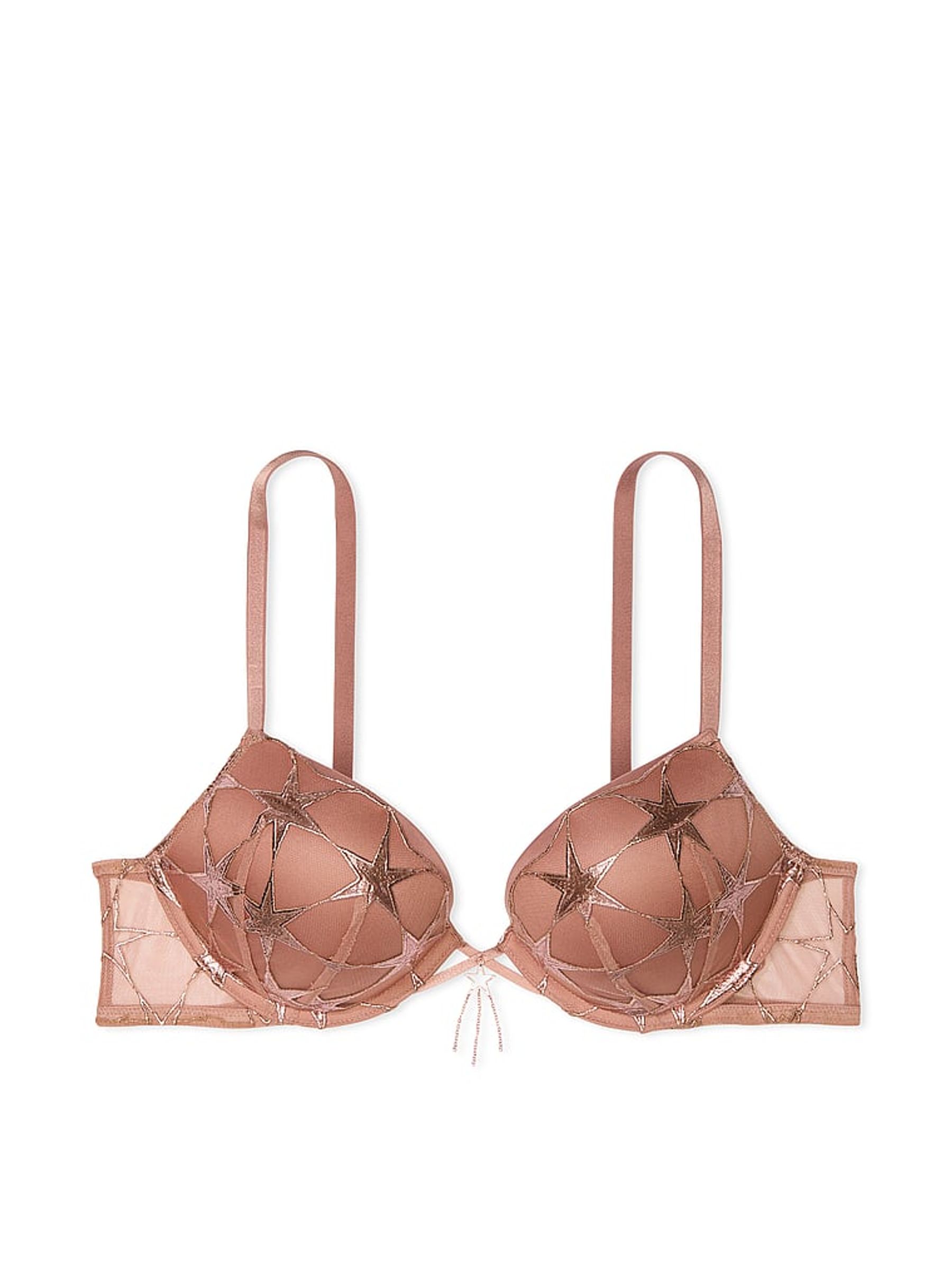Rose Gold Add 2 Cups Bombshell Star Embroidery Push Up Bra - Image 3 of 4