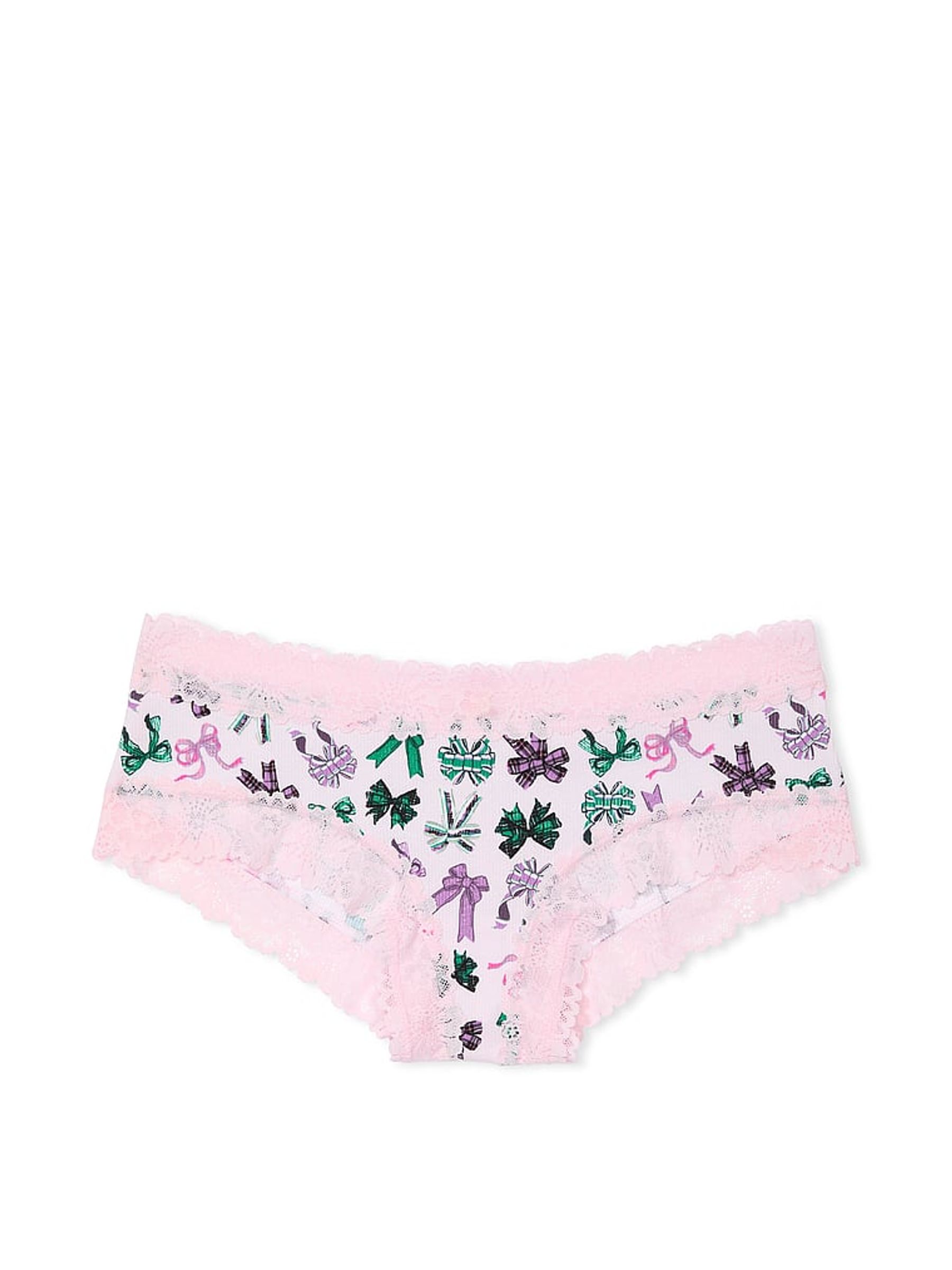 Pink Bows Lace Trim Rib Cheeky Knickers - Image 3 of 3