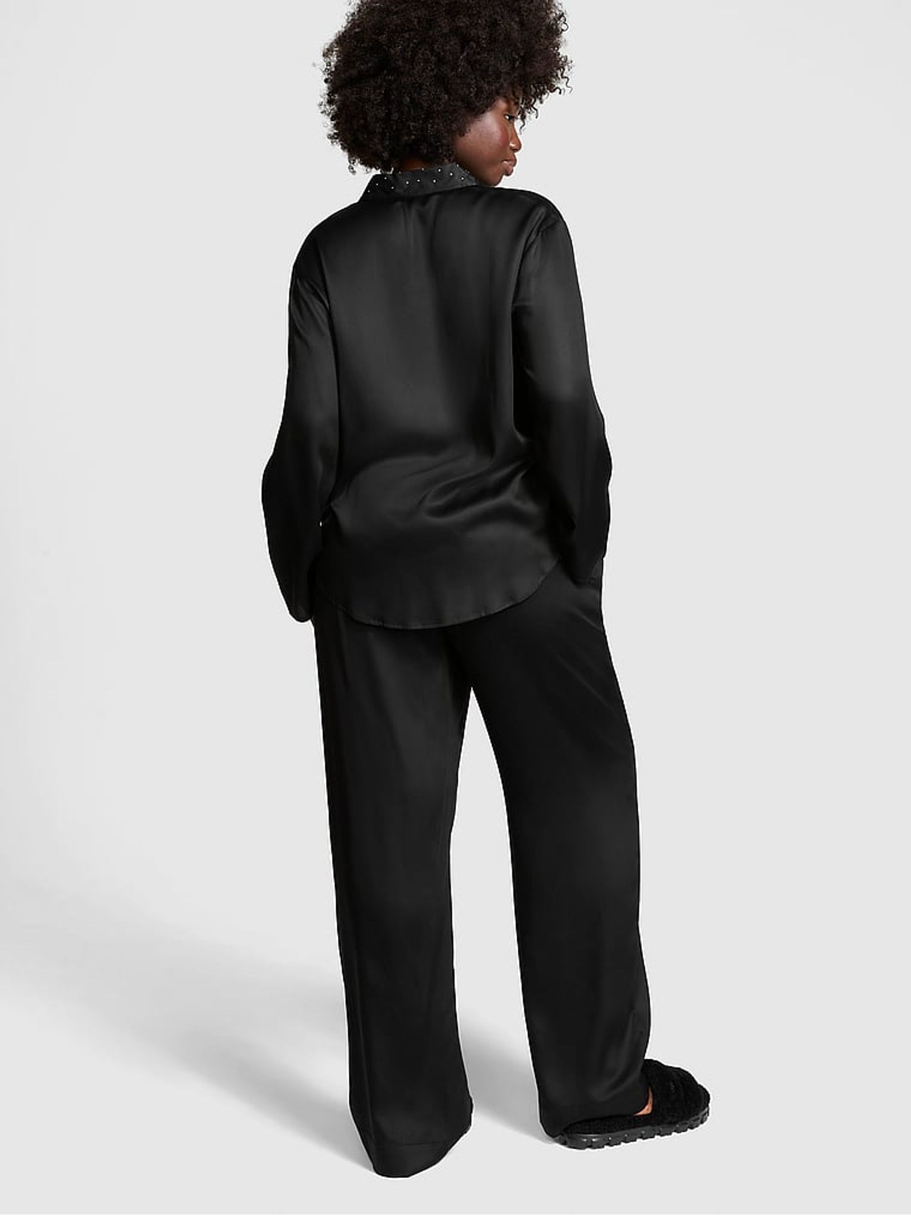 Black Diamante Long Pyjama Set - Image 2 of 2