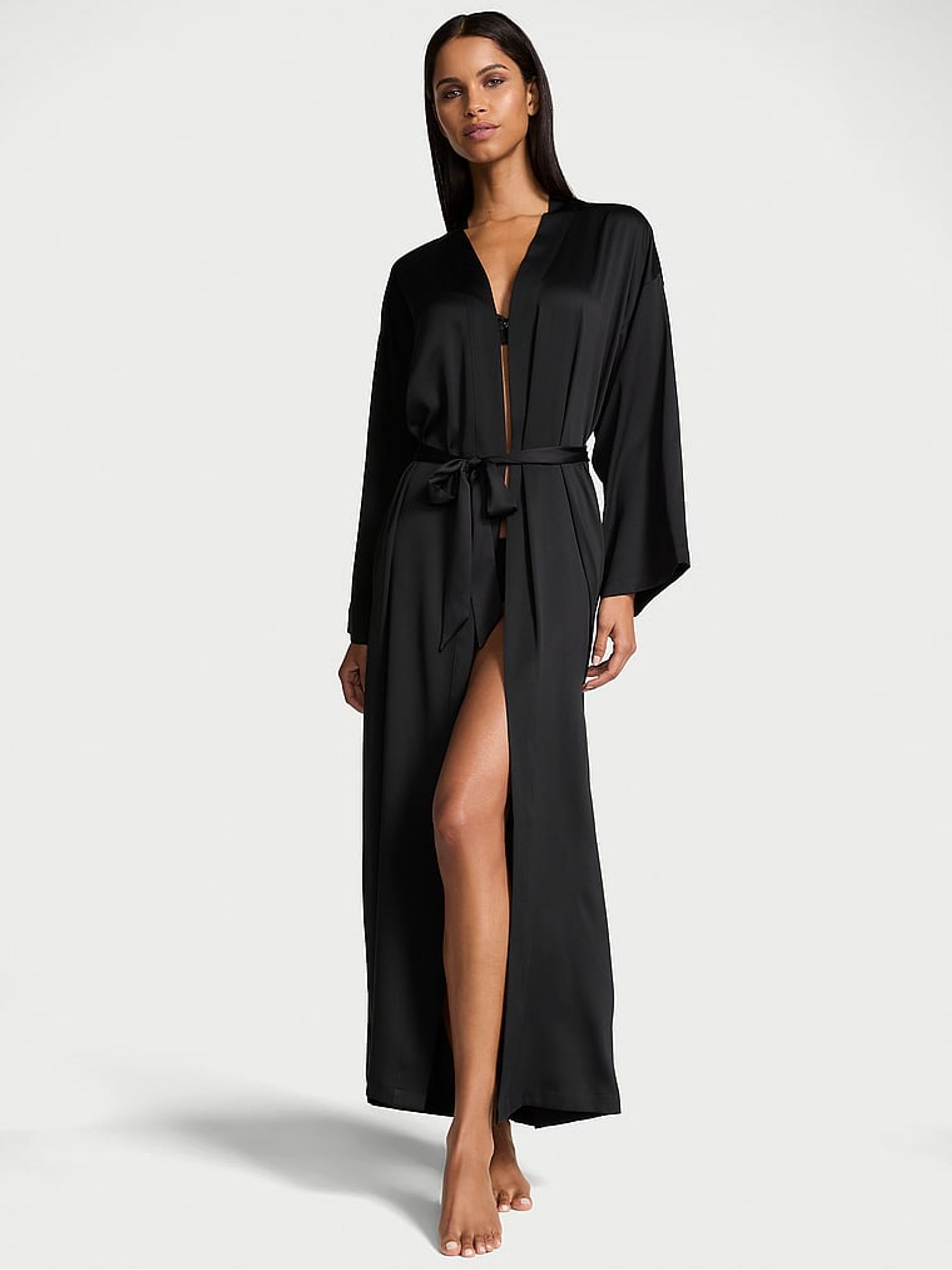 Black Fashion Show '24 Glazed Satin Long Robe - Image 2 of 5