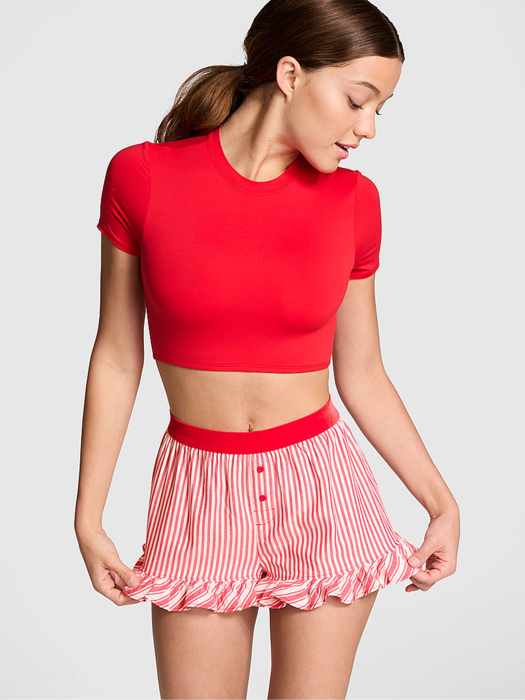 Vermillion Red Stripe Short Pyjama Bottoms - Image 1 of 4