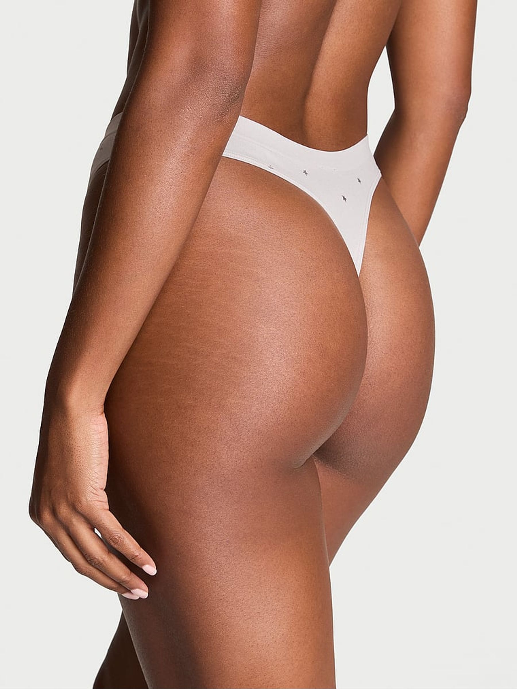 Silver Pearl Grey Stars Thong Knickers - Image 2 of 3