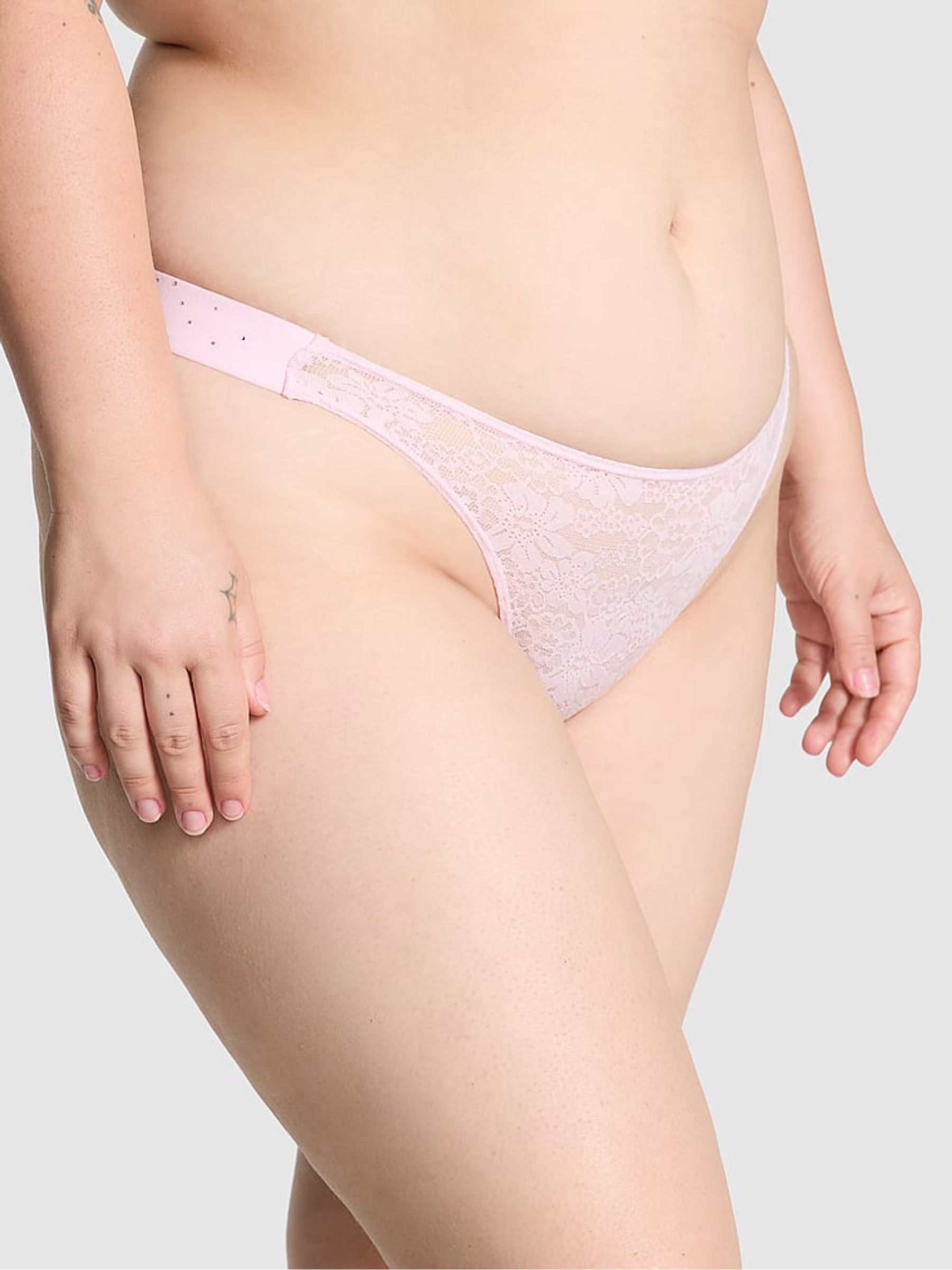 Pink Tulip Diamante Hipster Thong Floral Lace Knickers - Image 1 of 3