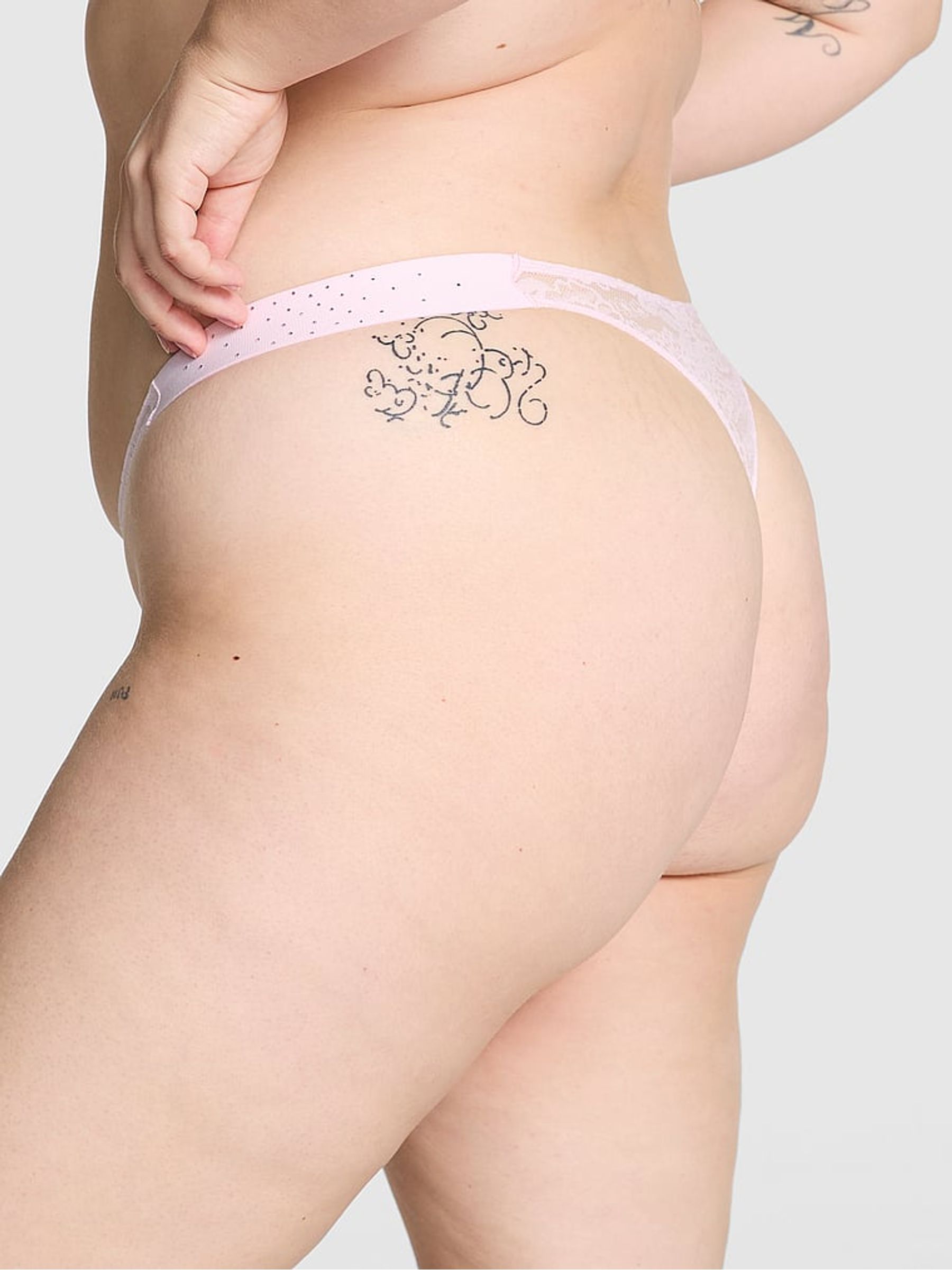 Pink Tulip Diamante Hipster Thong Floral Lace Knickers - Image 2 of 3